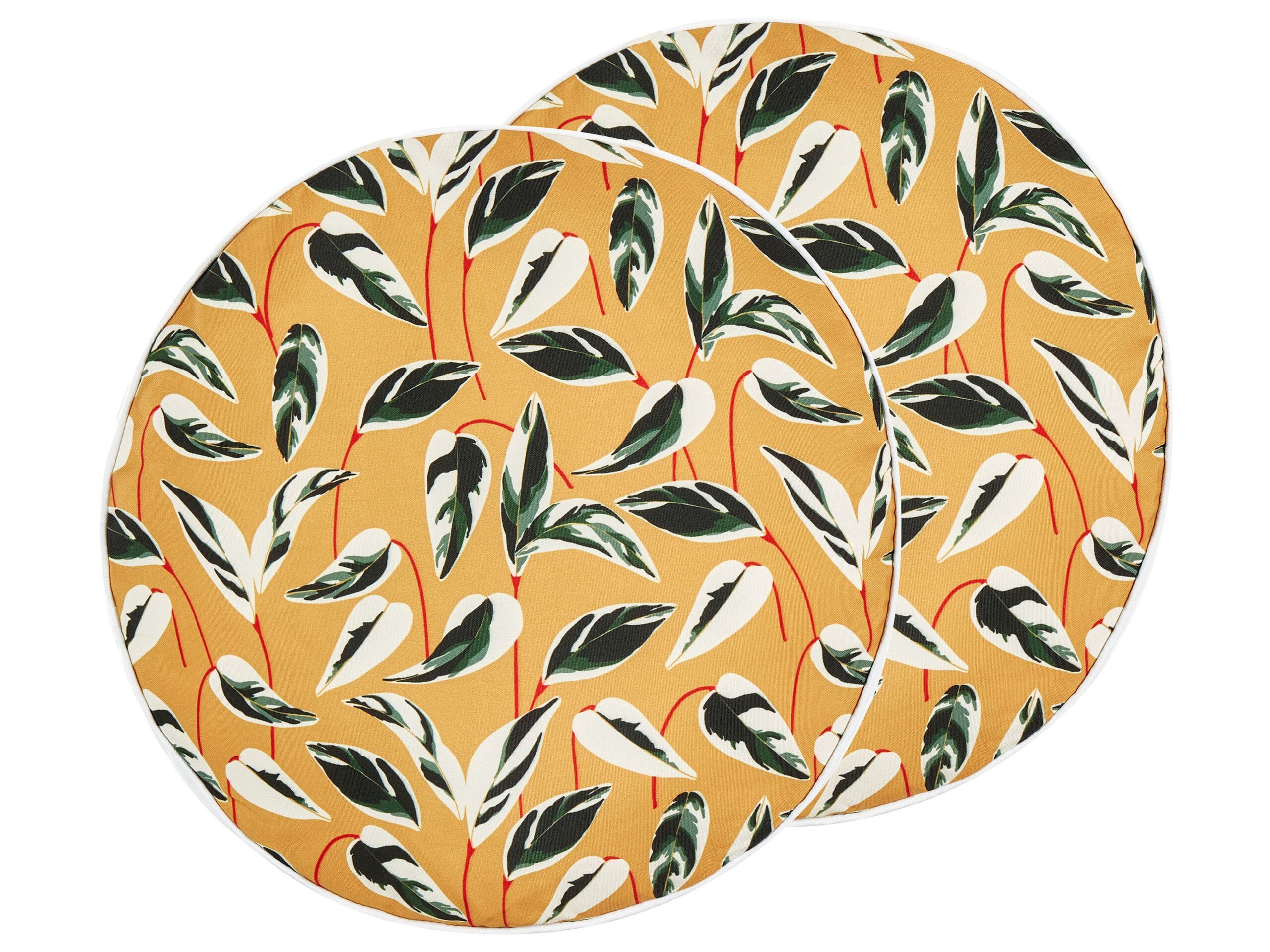 Set of 2 Outdoor Cushions Leaf Motif âŒ€ 40 cm Multicolour TAGGIA - Gemini Interiors