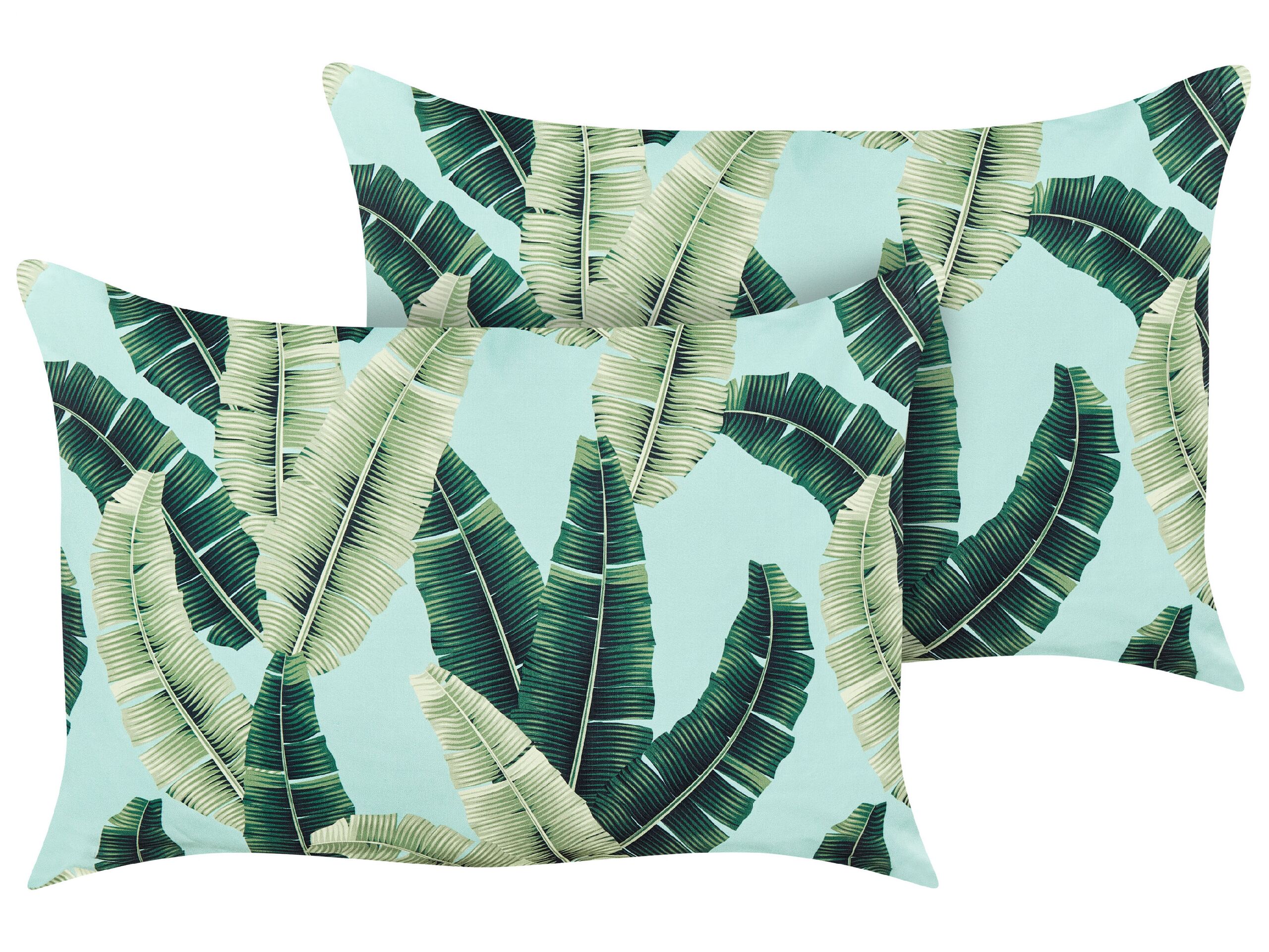 Set of 2 Outdoor Cushions Leaf Motif 40 x 60 cm Green BOISSANO - Gemini Interiors