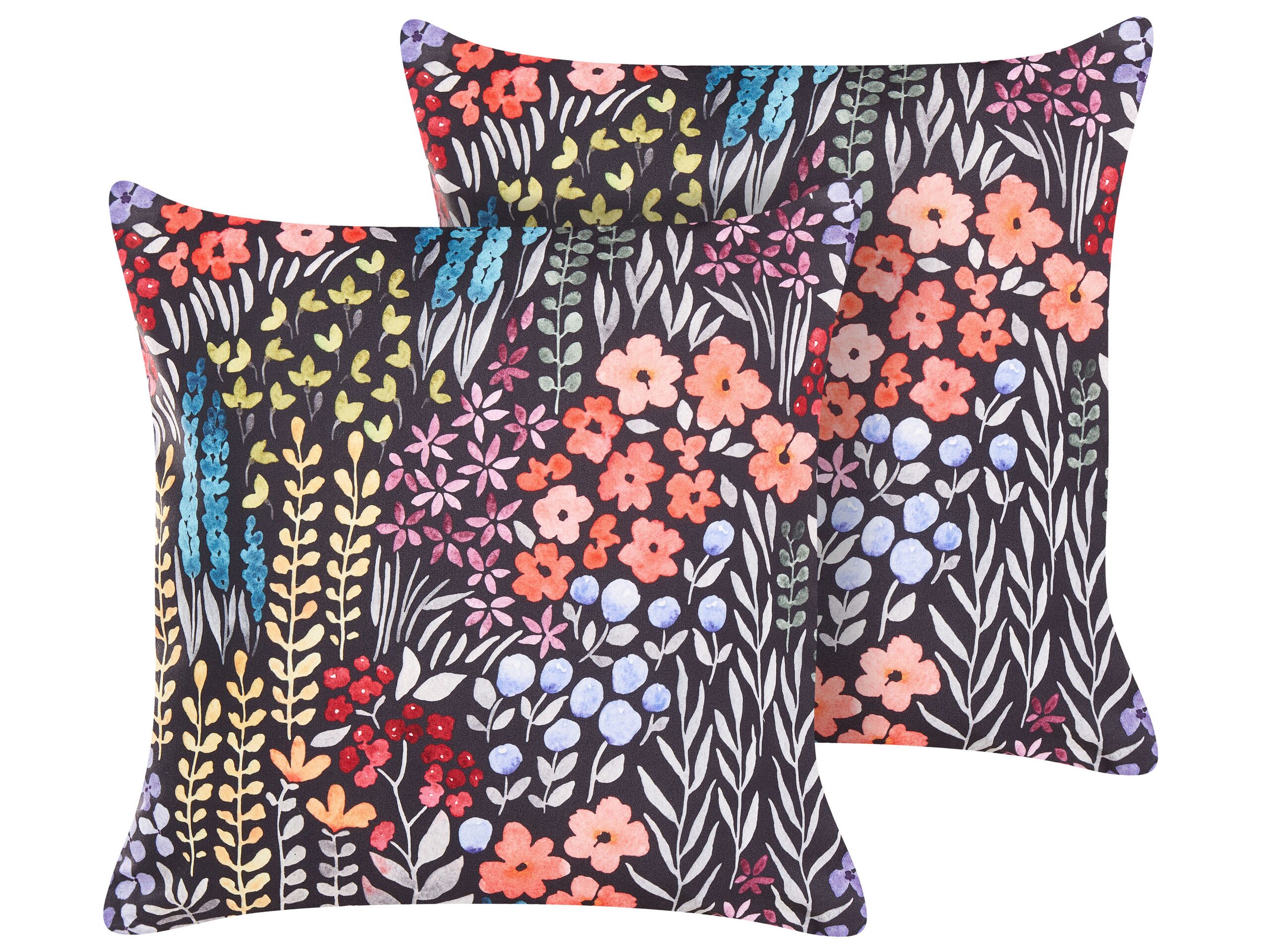 Set of 2 Outdoor Cushions Floral Motif 45 x 45 cm Multicolour CASTELARO - Gemini Interiors