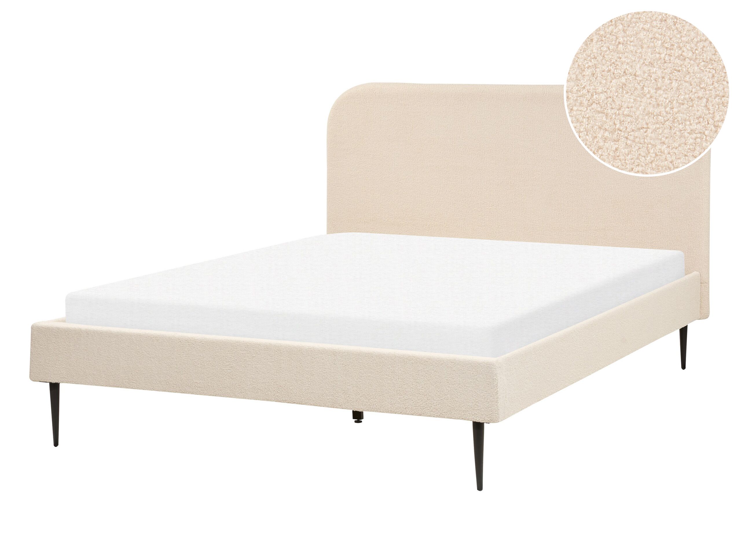 Boucle EU Double Size Bed Beige FLAYAT - Gemini Interiors