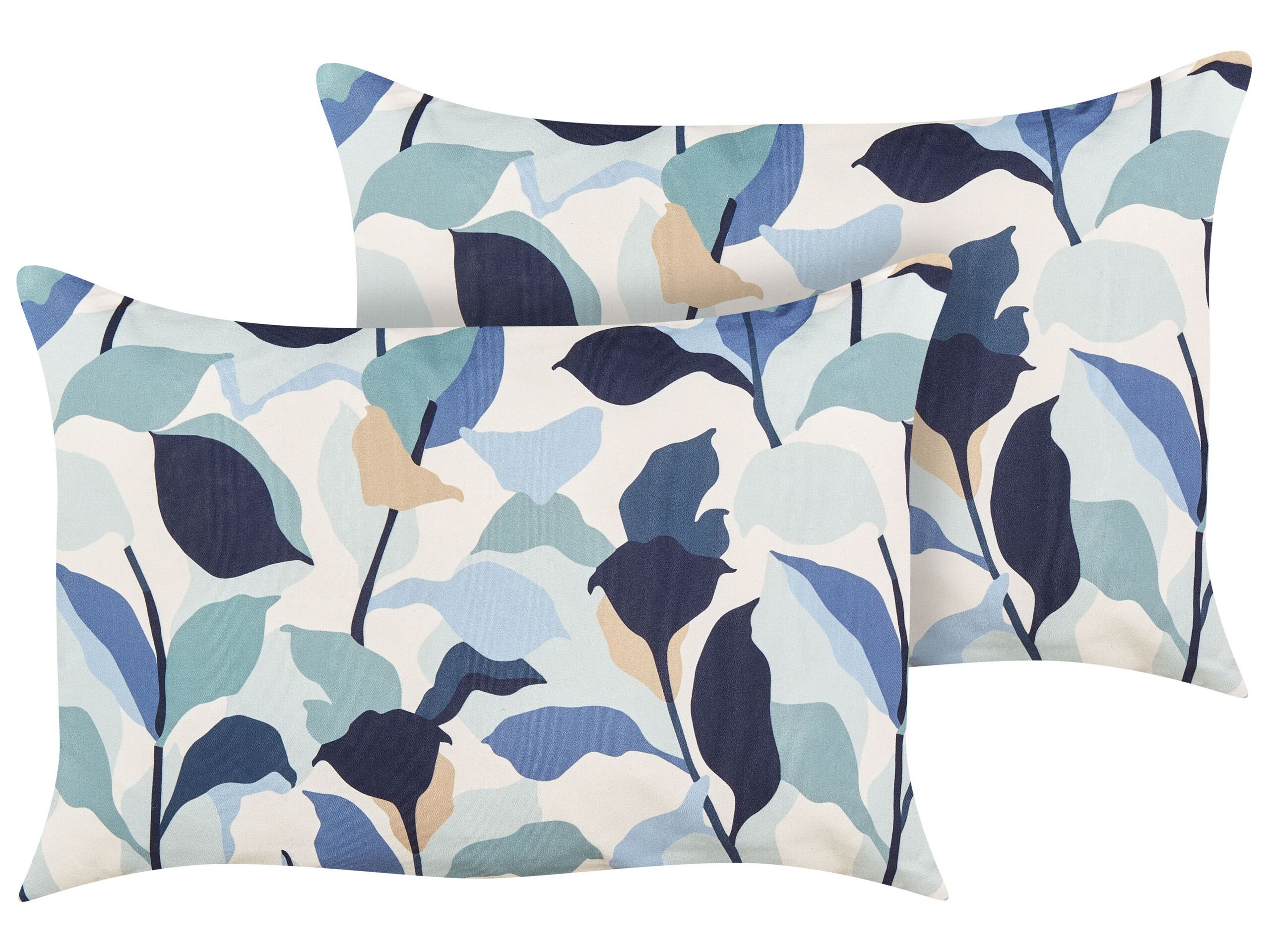 Set of 2 Outdoor Cushions Leaf Pattern 40 x 60 cm Blue VEGLINO - Gemini Interiors