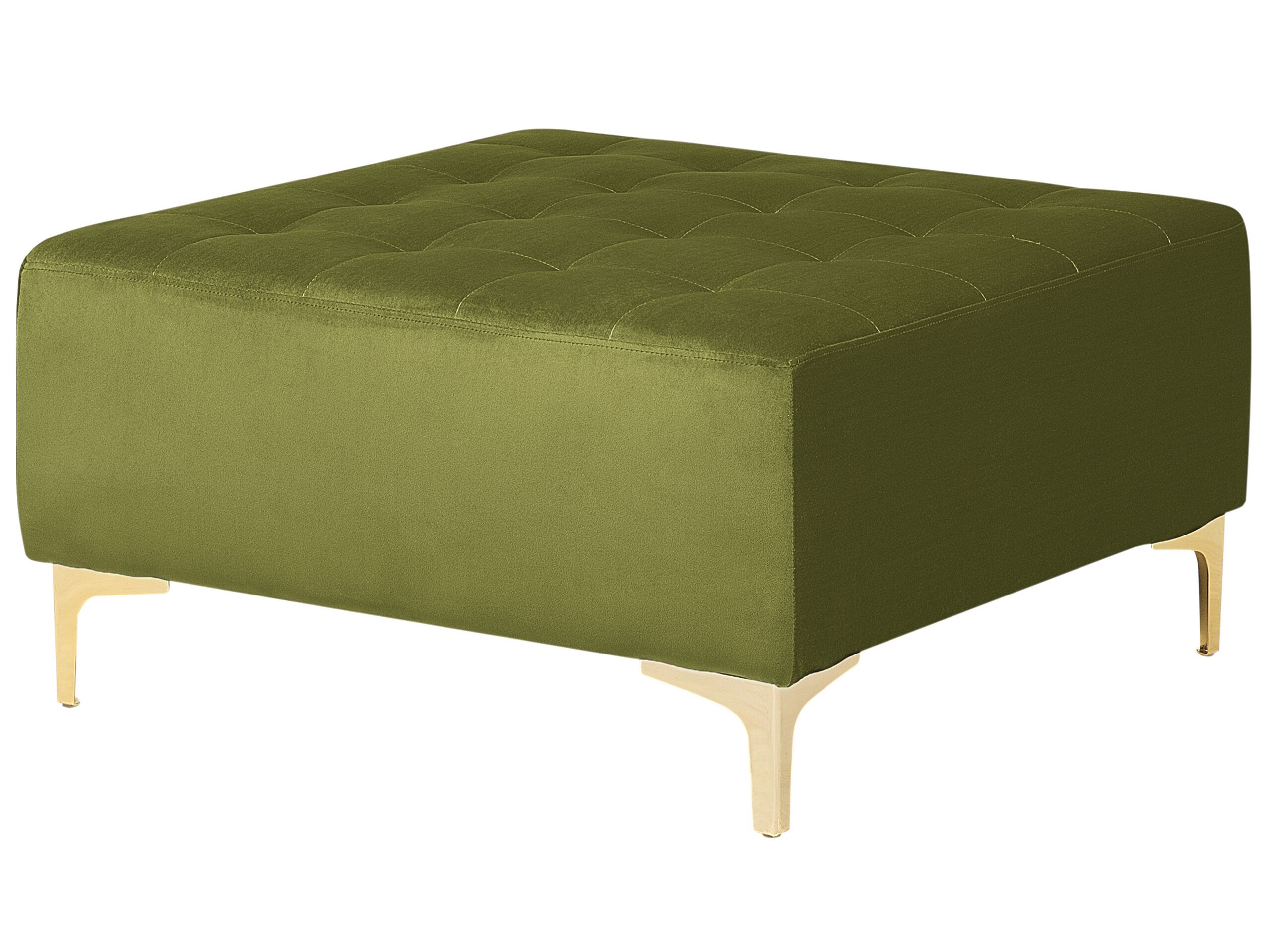 Velvet Ottoman Green ABERDEEN - Gemini Interiors