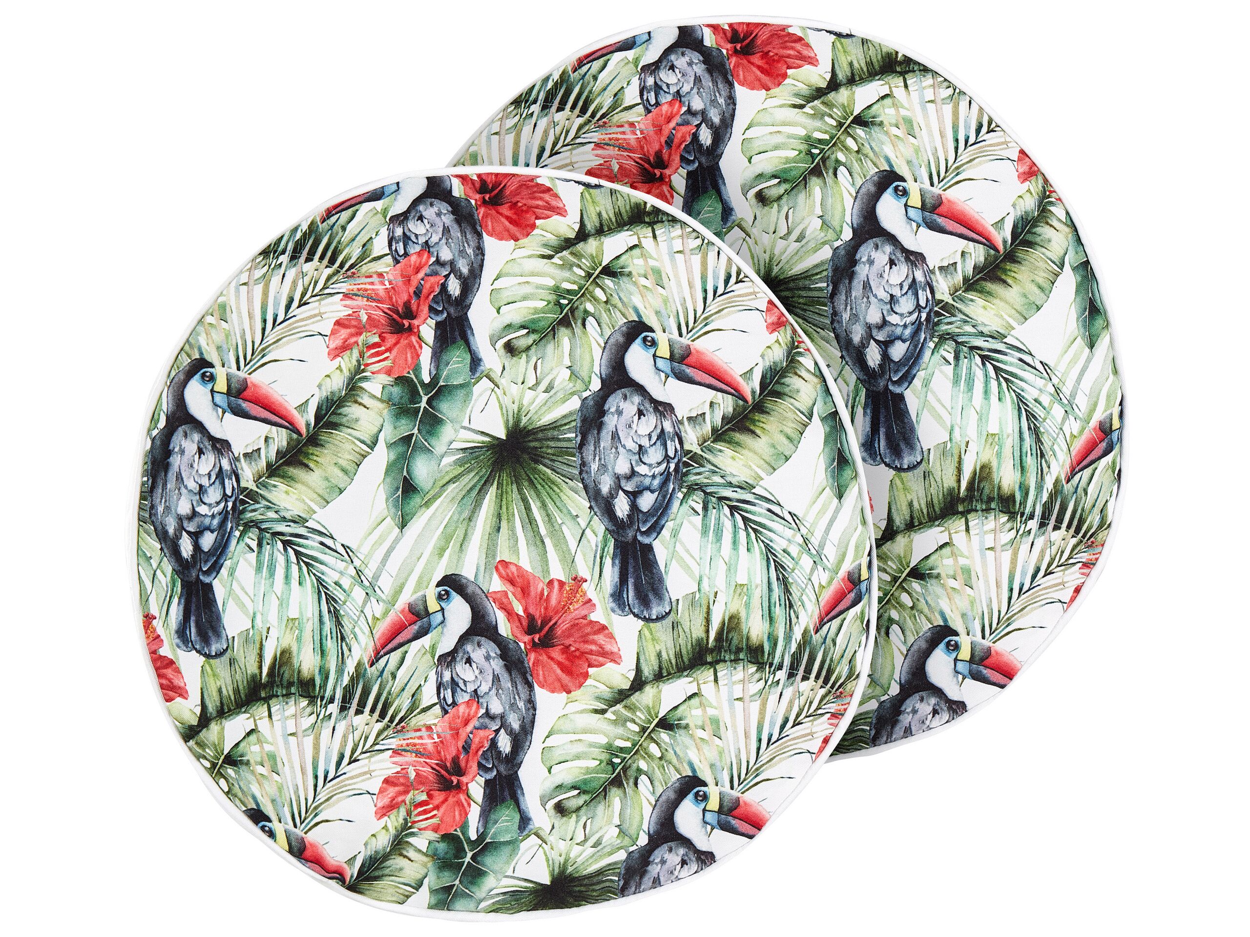 Set of 2 Outdoor Cushions Toucan Pattern âŒ€ 40 cm Multicolour MALLARE - Gemini Interiors