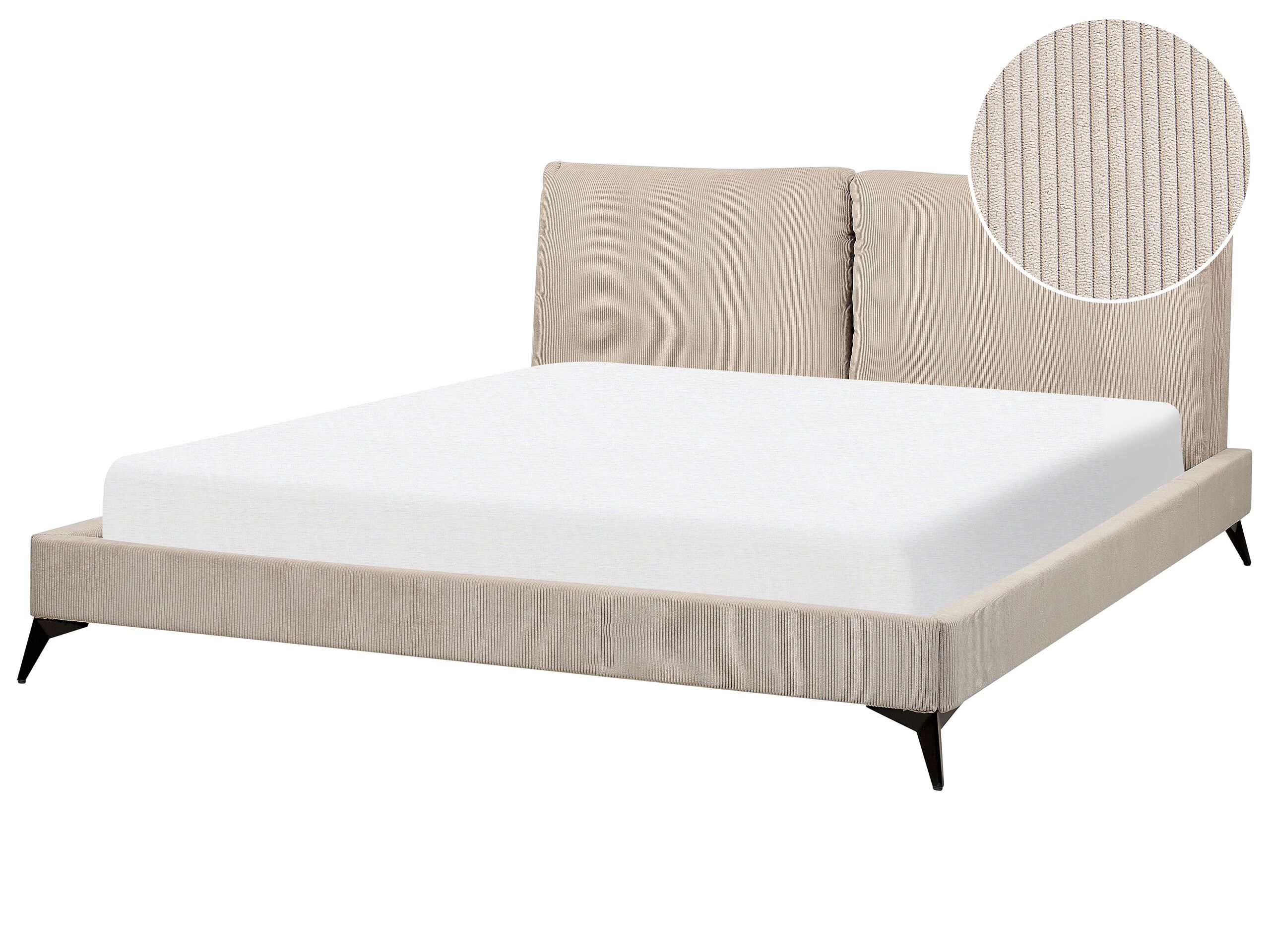 Corduroy EU Super King Size Bed Taupe MELLE - Gemini Interiors