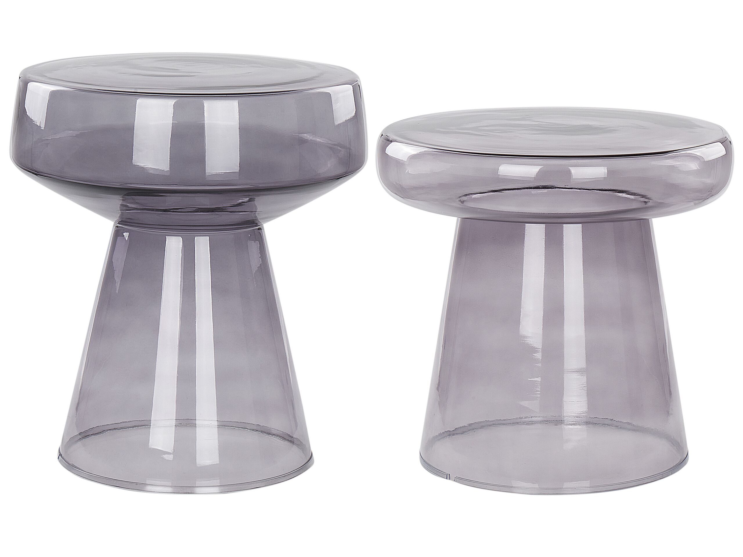 Set of 2 Glass Side Tables Grey LAGUNA/CALDERA - Gemini Interiors