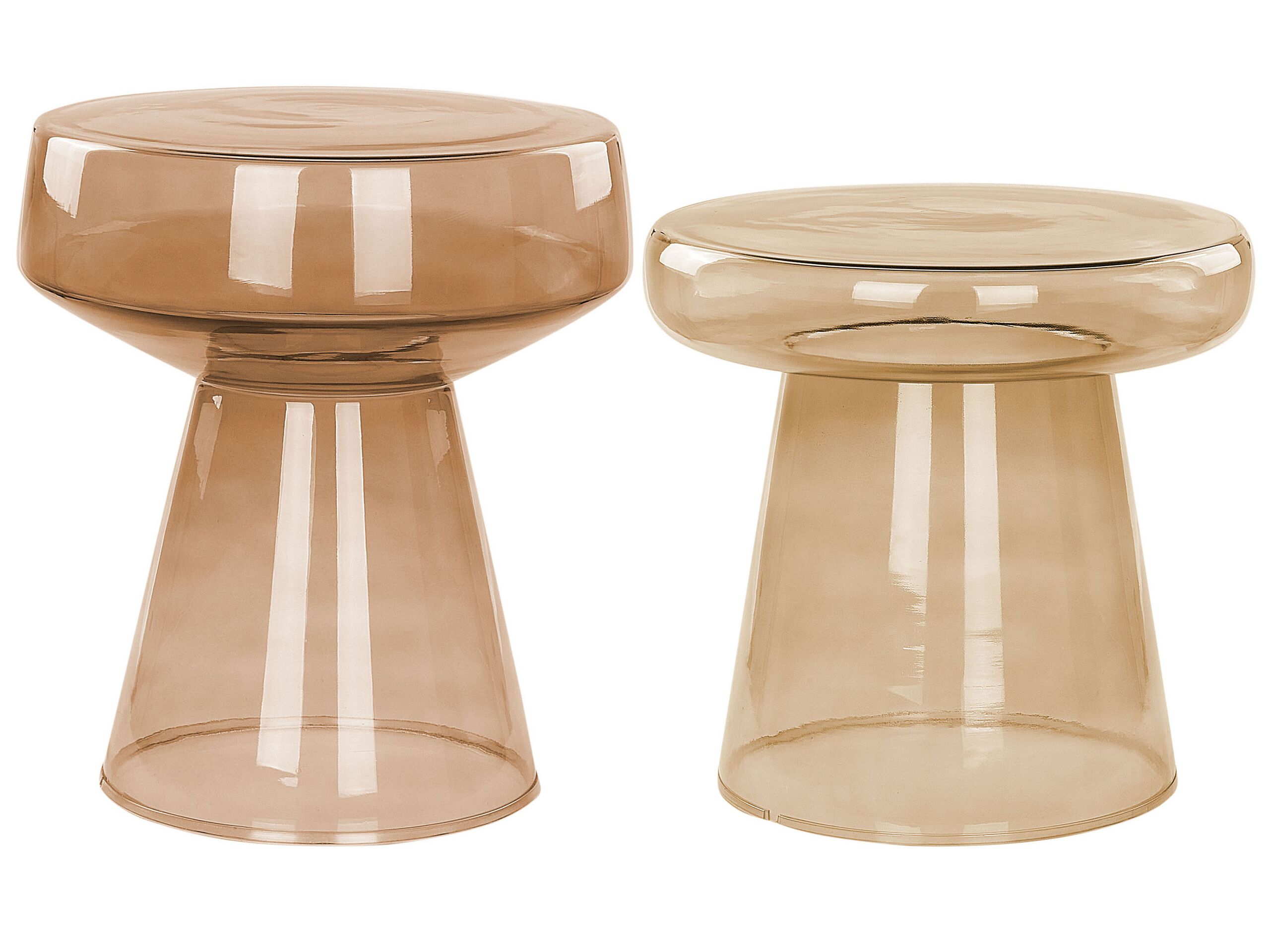 Set of 2 Glass Side Tables Golden Brown LAGUNA/CALDERA - Gemini Interiors
