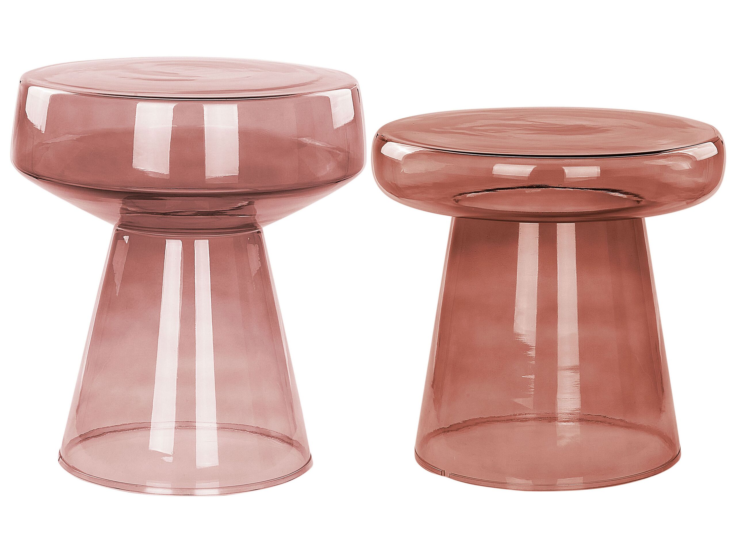 Set of 2 Glass Side Tables Dark Red LAGUNA/CALDERA - Gemini Interiors