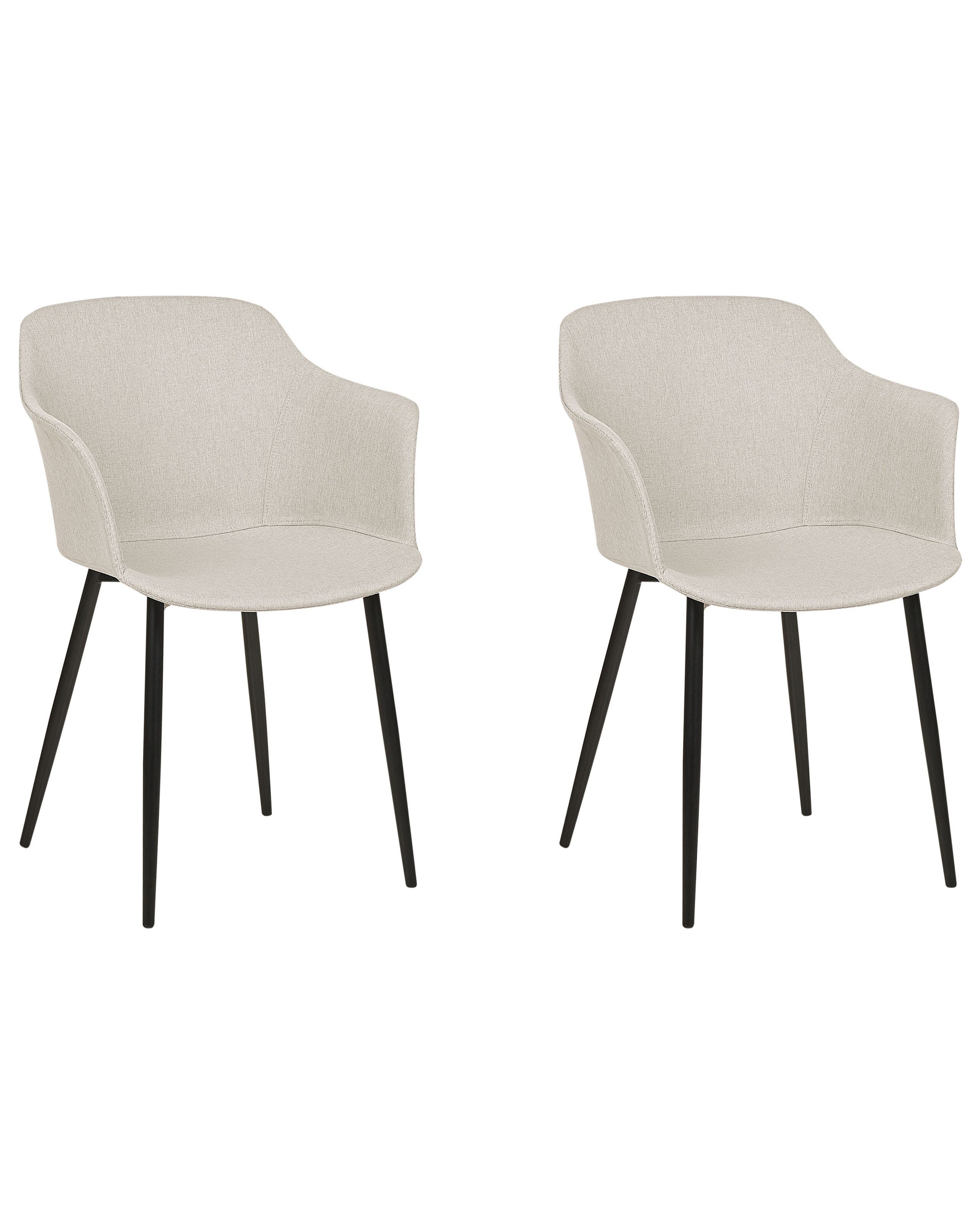 Set of 2 Fabric Dining Chairs Light Beige ELIM - Gemini Interiors