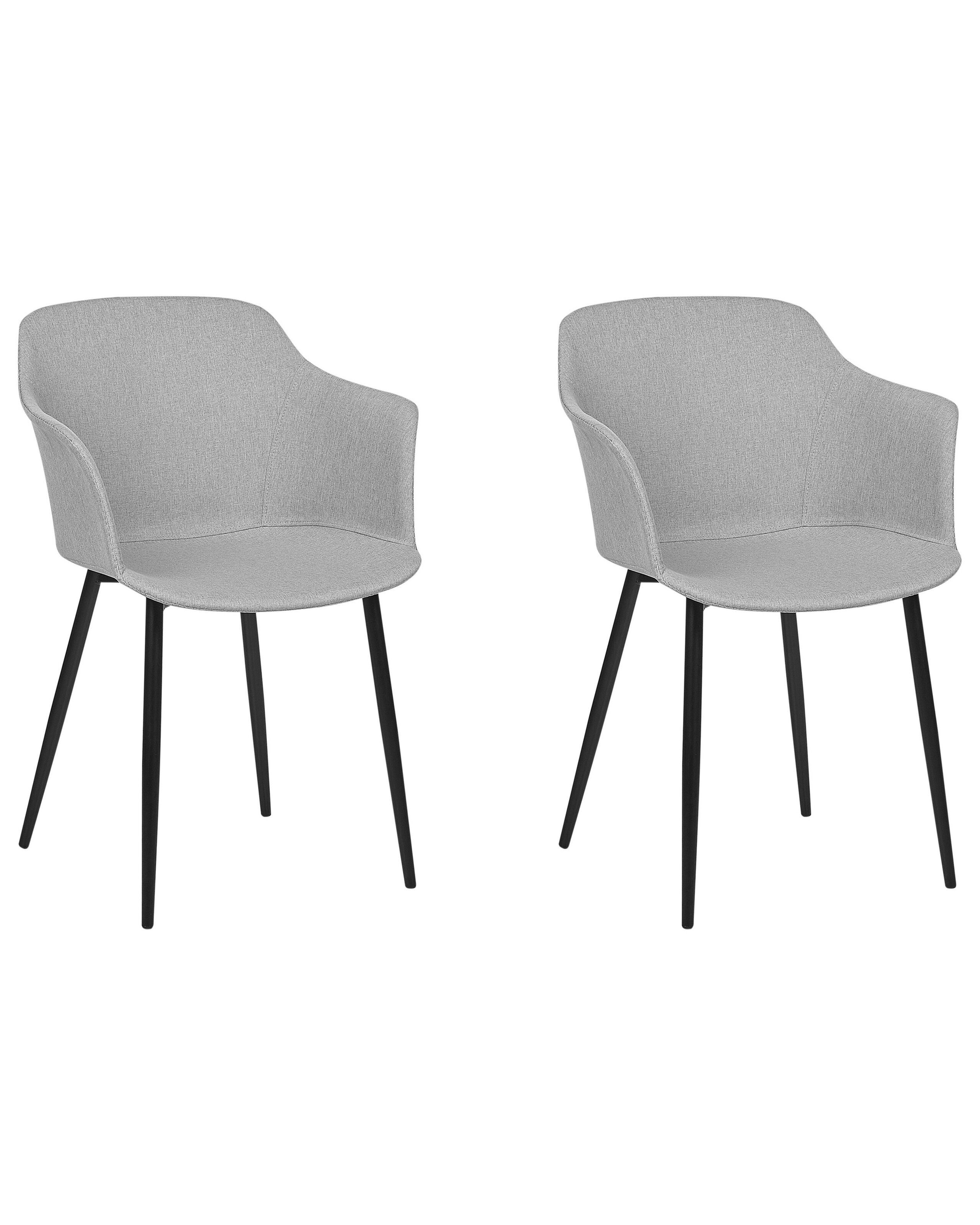 Set of 2 Fabric Dining Chairs Light Grey ELIM - Gemini Interiors