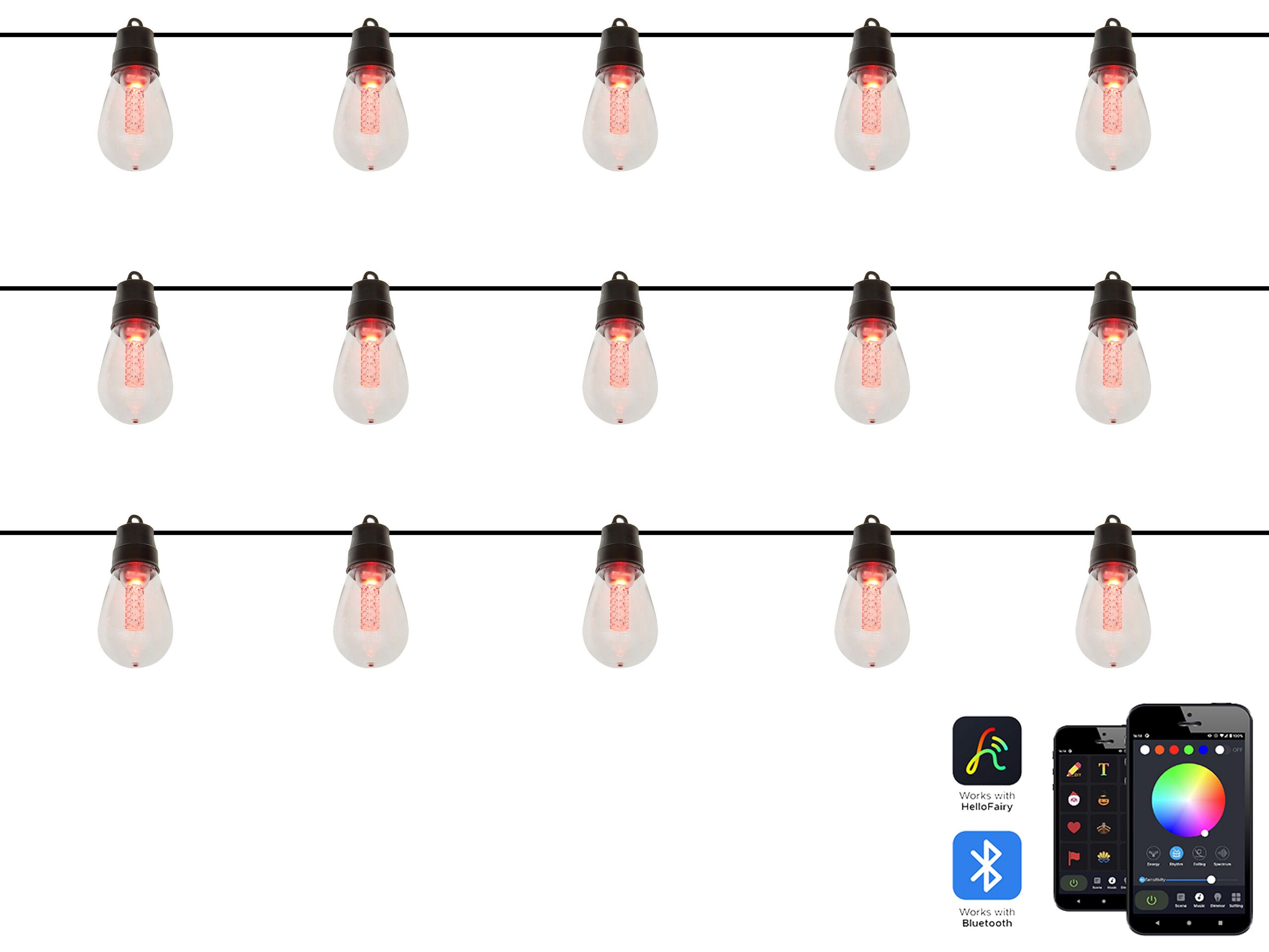 Outdoor String Multicolour Smart LED Lights with App 15 Bulbs - Gemini Interiors