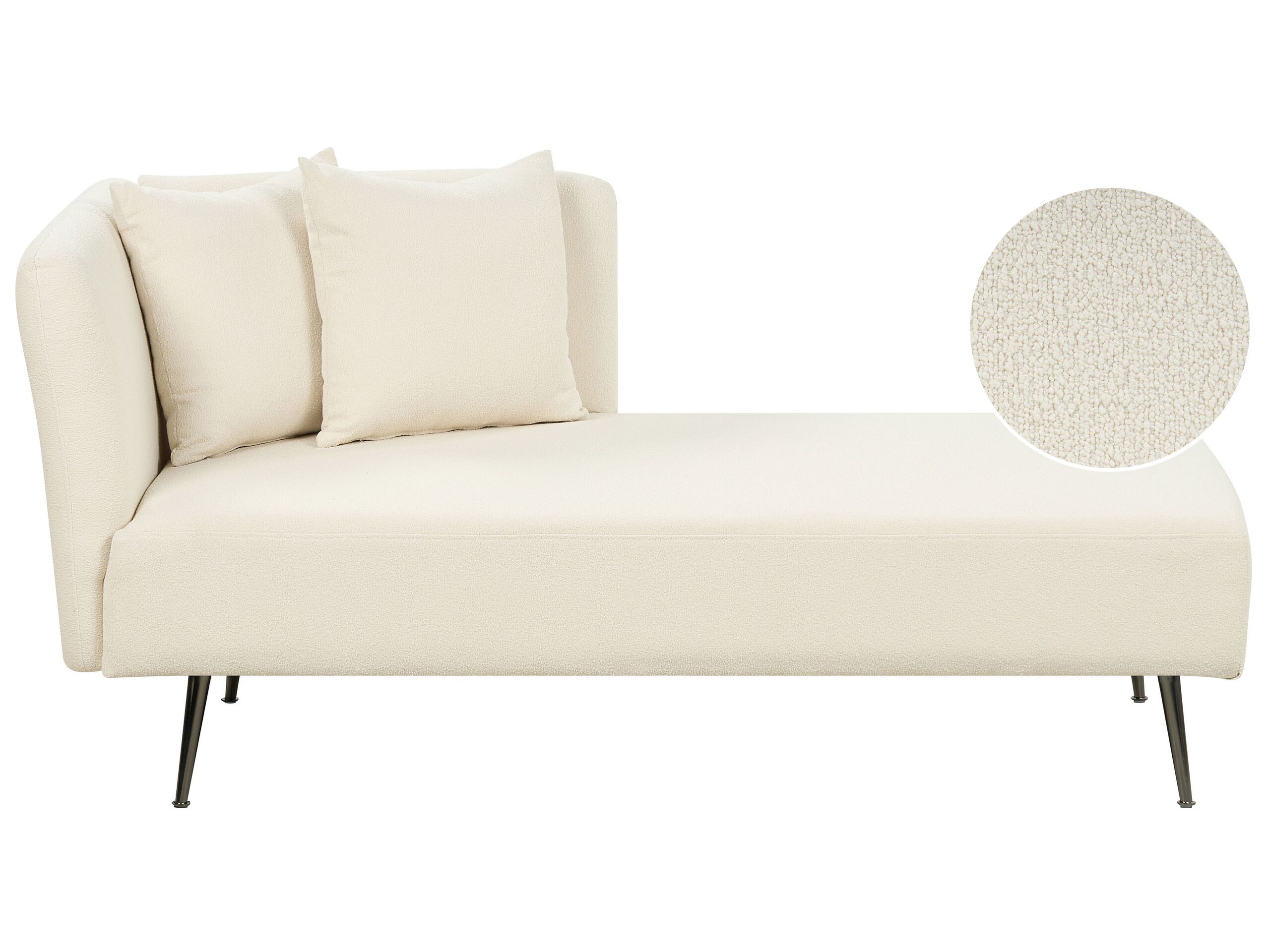 Left Hand Boucle Chaise Lounge White RIOM - Gemini Interiors