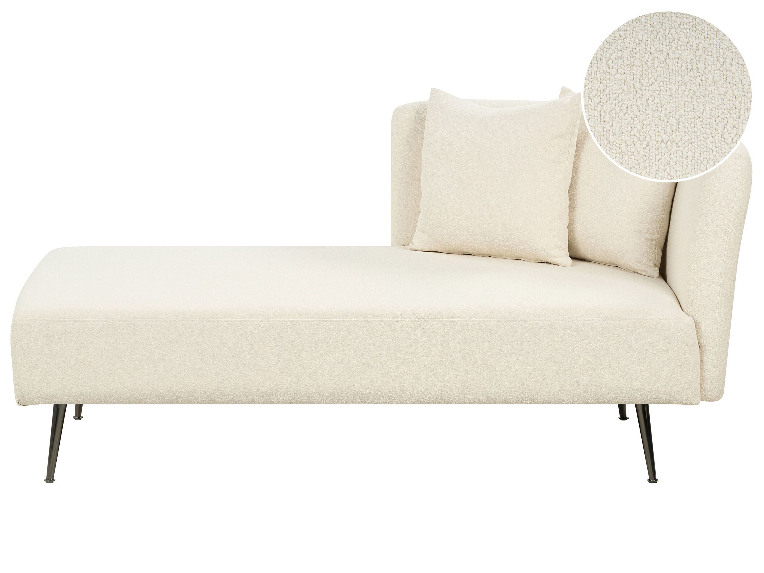Right Hand Boucle Chaise Lounge White RIOM - Gemini Interiors