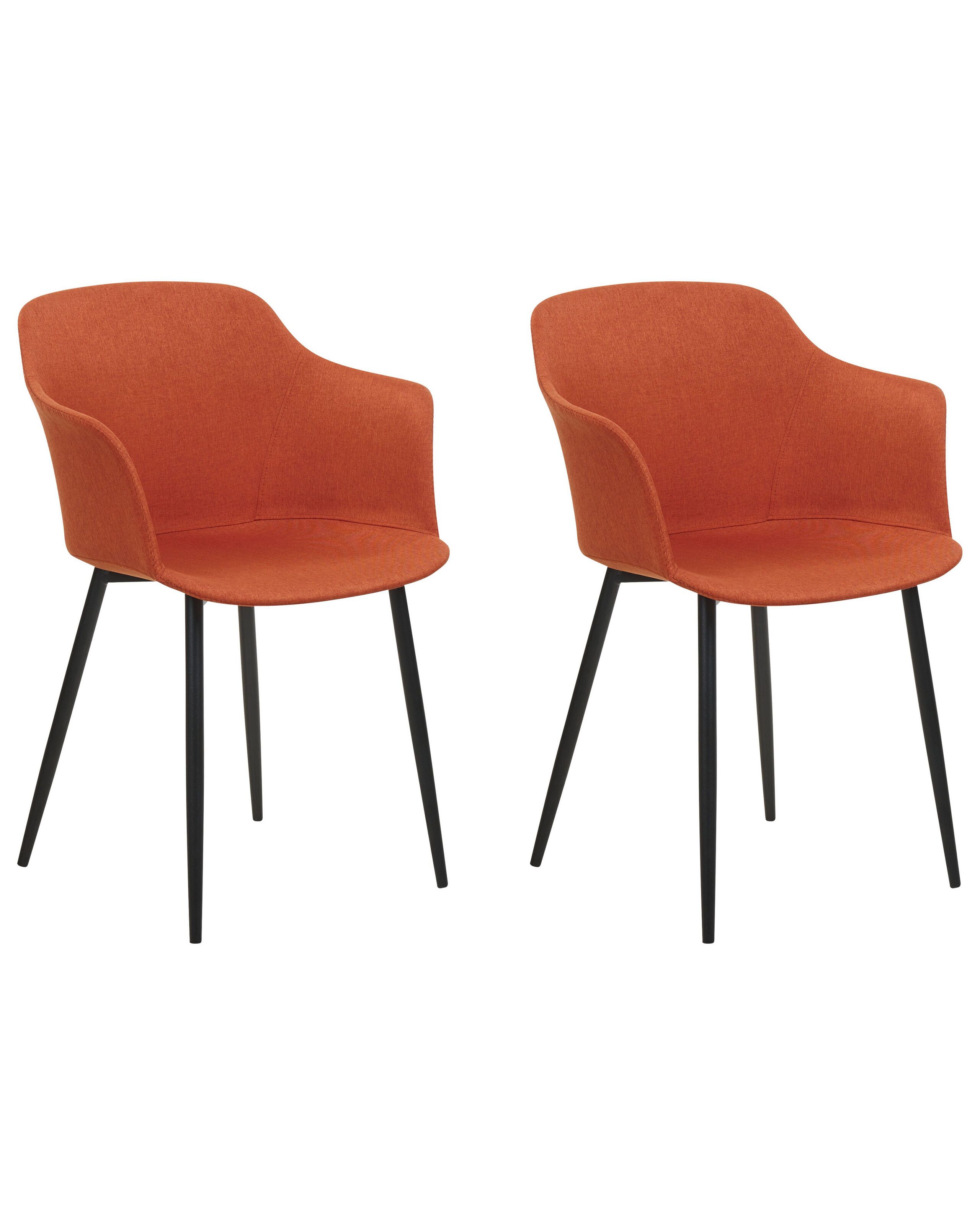 Set of 2 Fabric Dining Chairs Orange ELIM - Gemini Interiors
