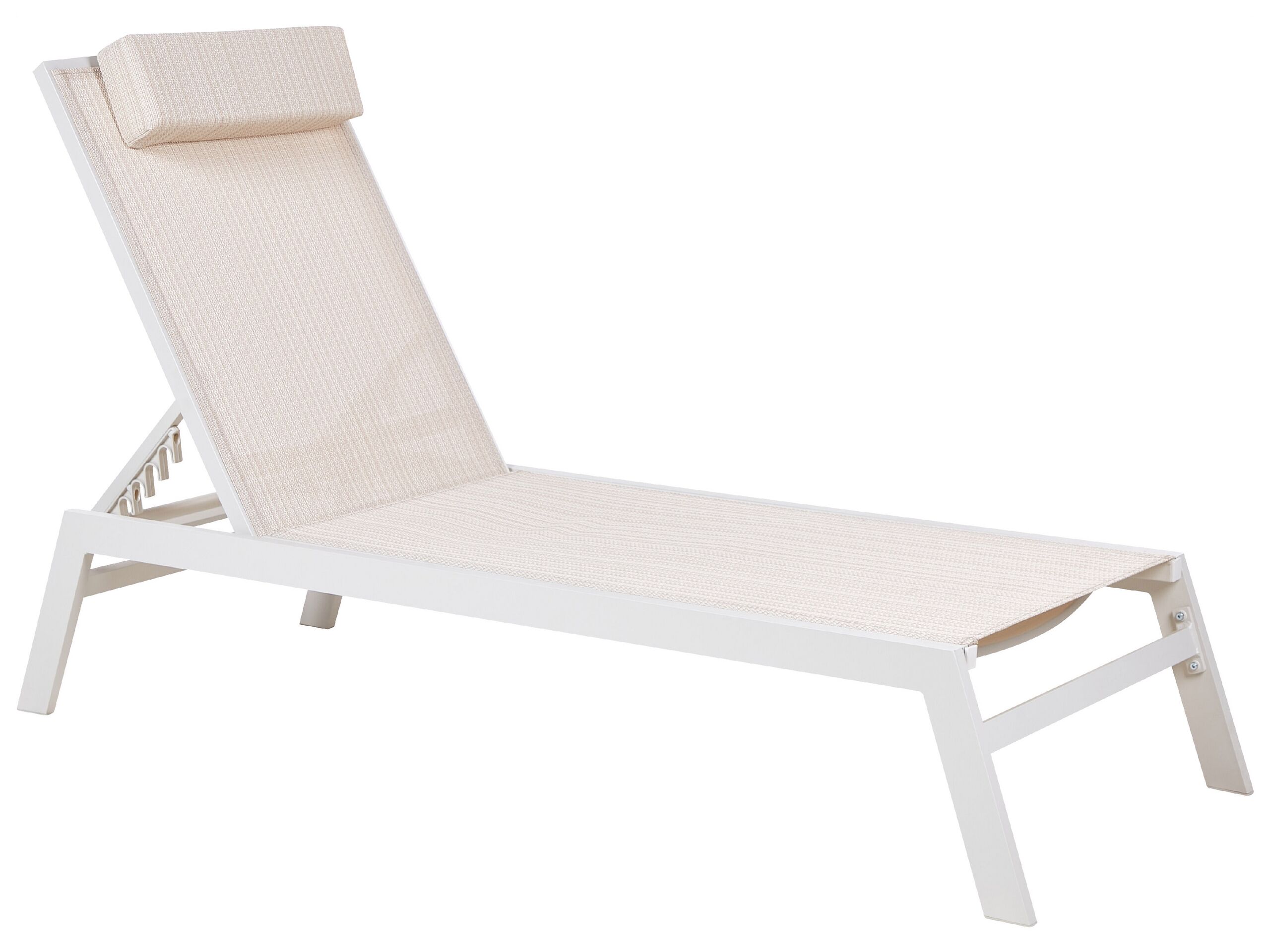 Aluminium Reclining Sun Lounger Beige CATANIA II - Gemini Interiors
