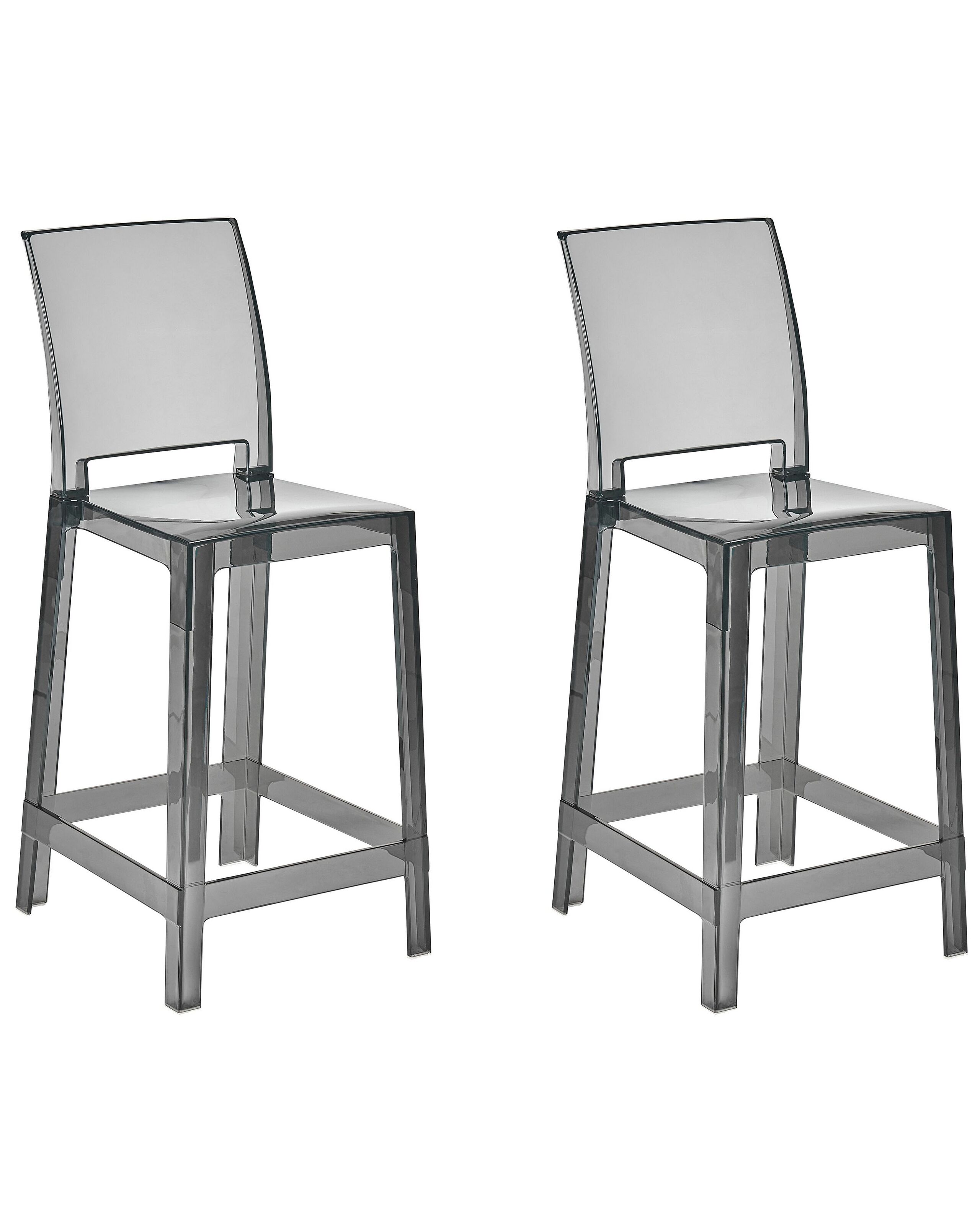 Set of 2 Bar Chairs Transparent Black WELLINGTON - Gemini Interiors