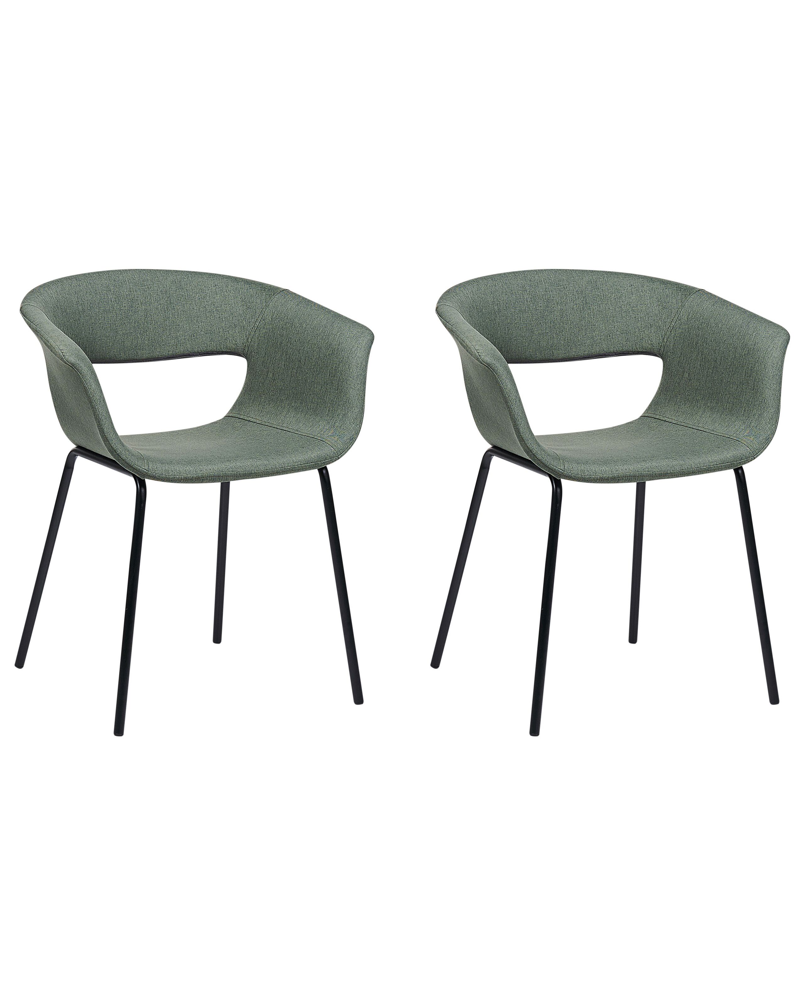 Set of 2 Fabric Dining Chairs Green ELMA - Gemini Interiors