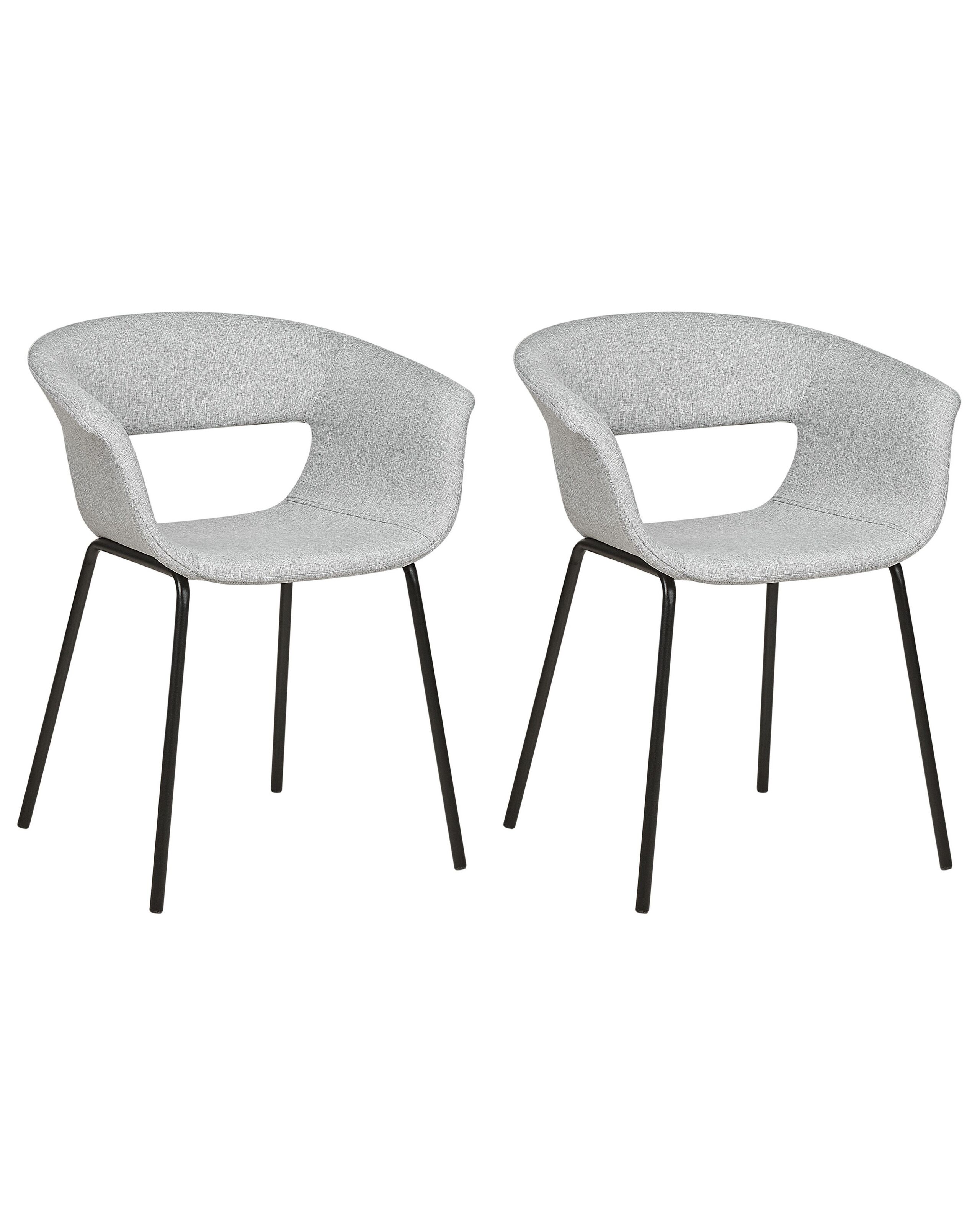 Set of 2 Fabric Dining Chairs Grey ELMA - Gemini Interiors