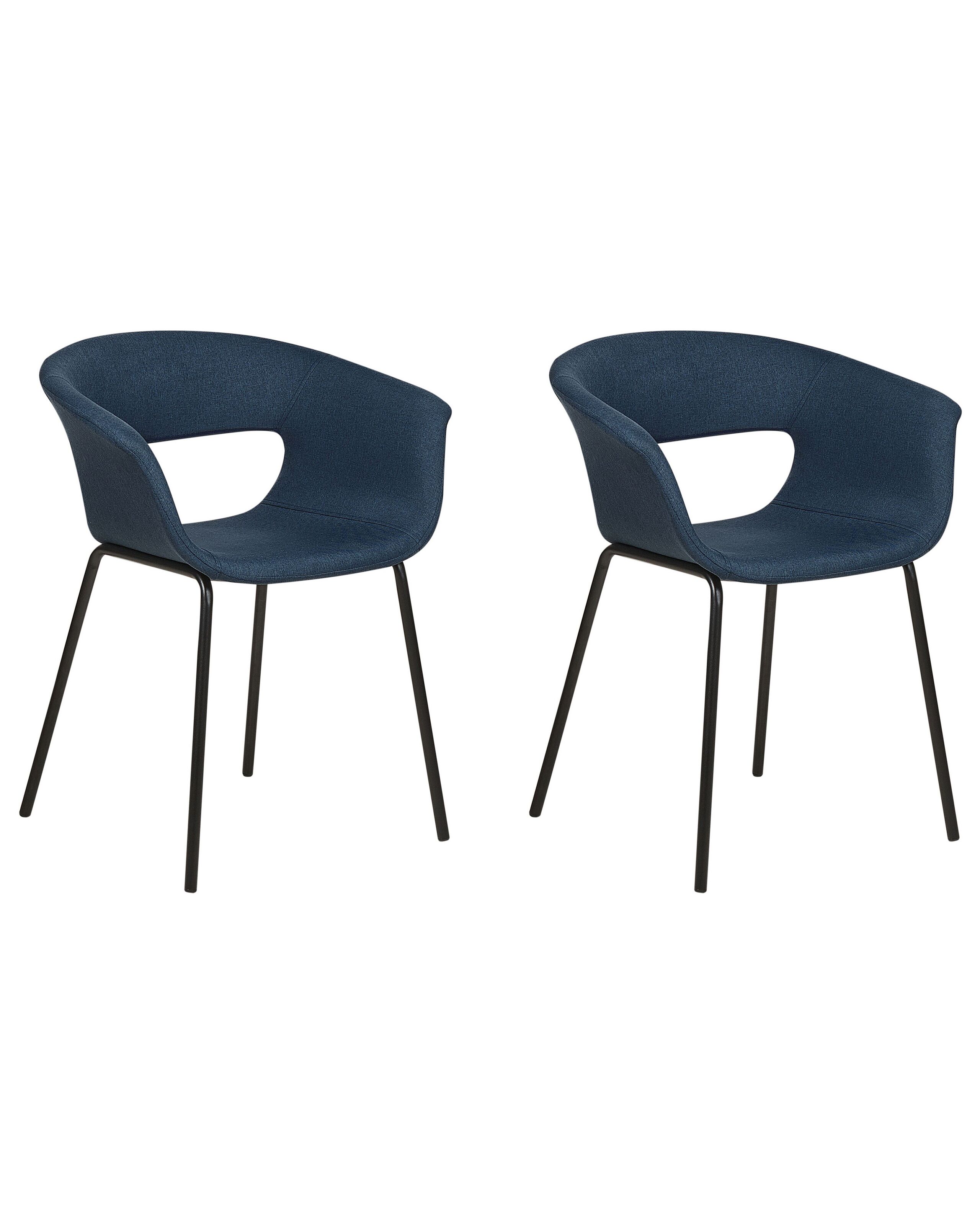 Set of 2 Fabric Dining Chairs Dark Blue ELMA - Gemini Interiors