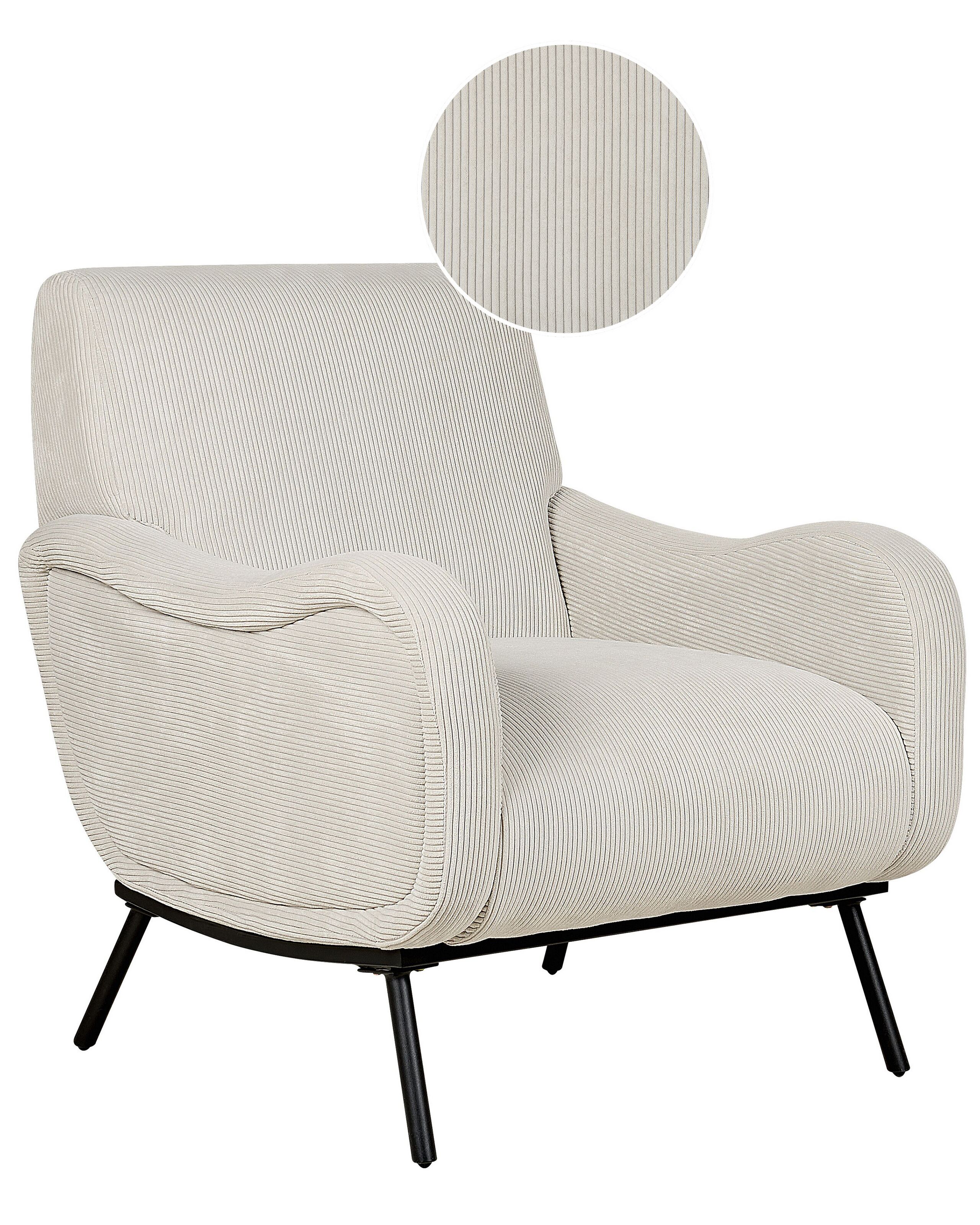 Jumbo Cord Amrchair Light Grey ALMIND - Gemini Interiors