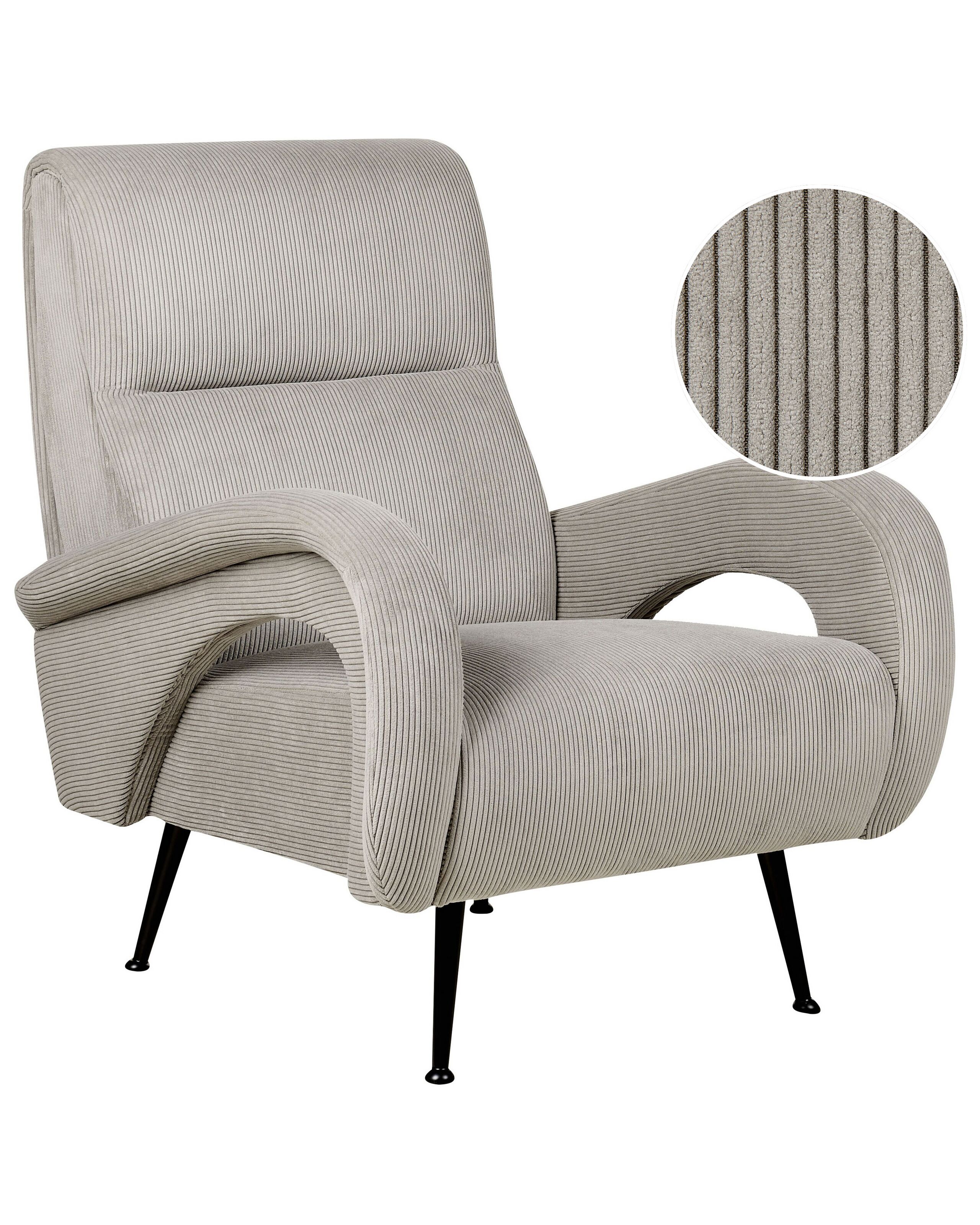 Jumbo Cord Amrchair Grey SVALOV - Gemini Interiors