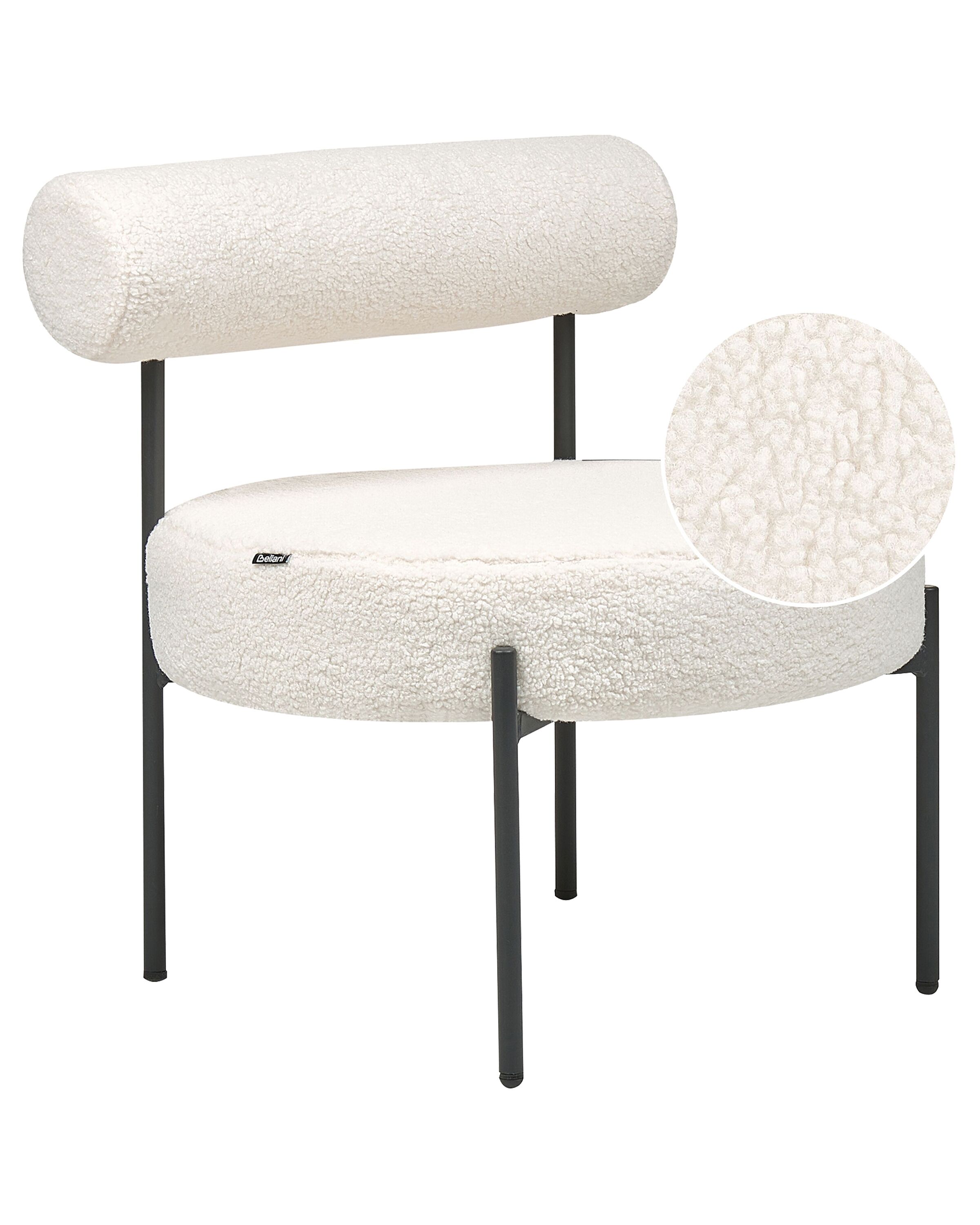 Boucle Accent Chair White ALPHA - Gemini Interiors