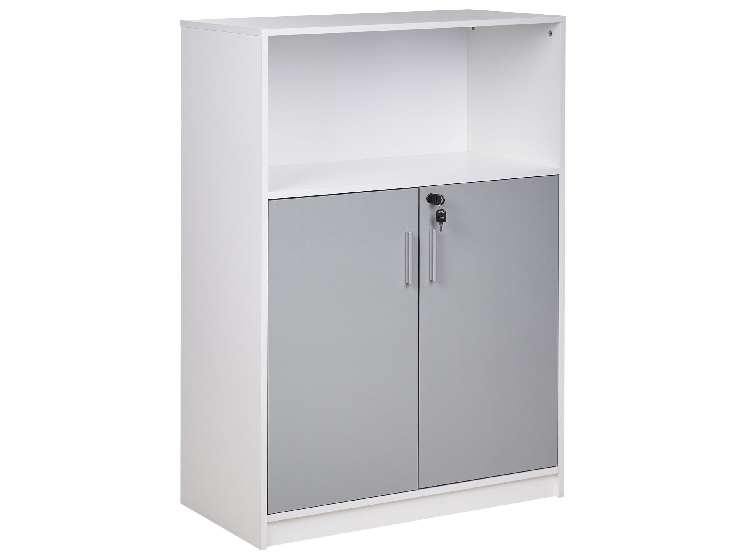 2 Door Storage Cabinet with Shelf Grey and White ZEHNA - Gemini Interiors
