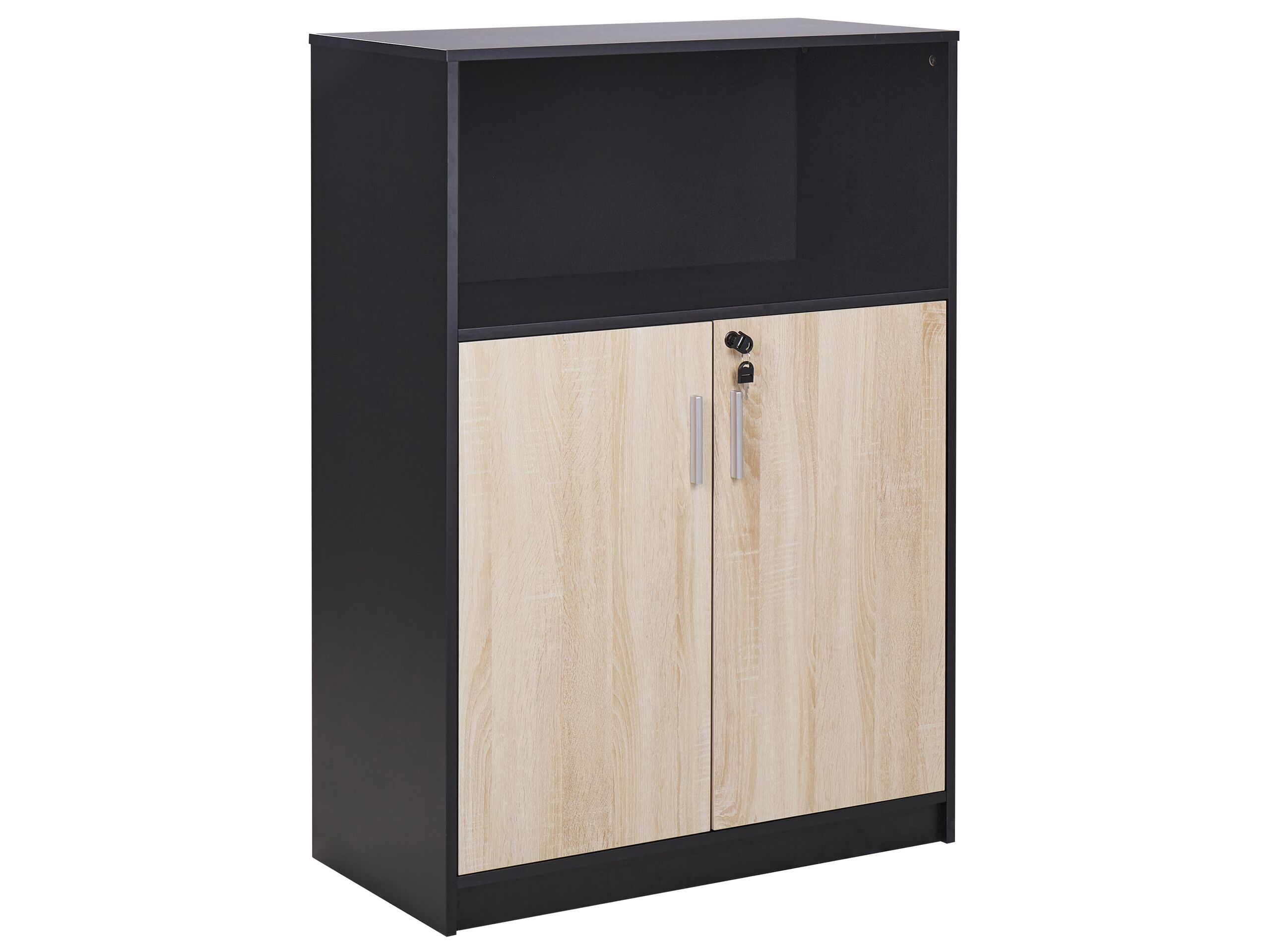 2 Door Storage Cabinet with Shelf Light Wood and Black ZEHNA - Gemini Interiors