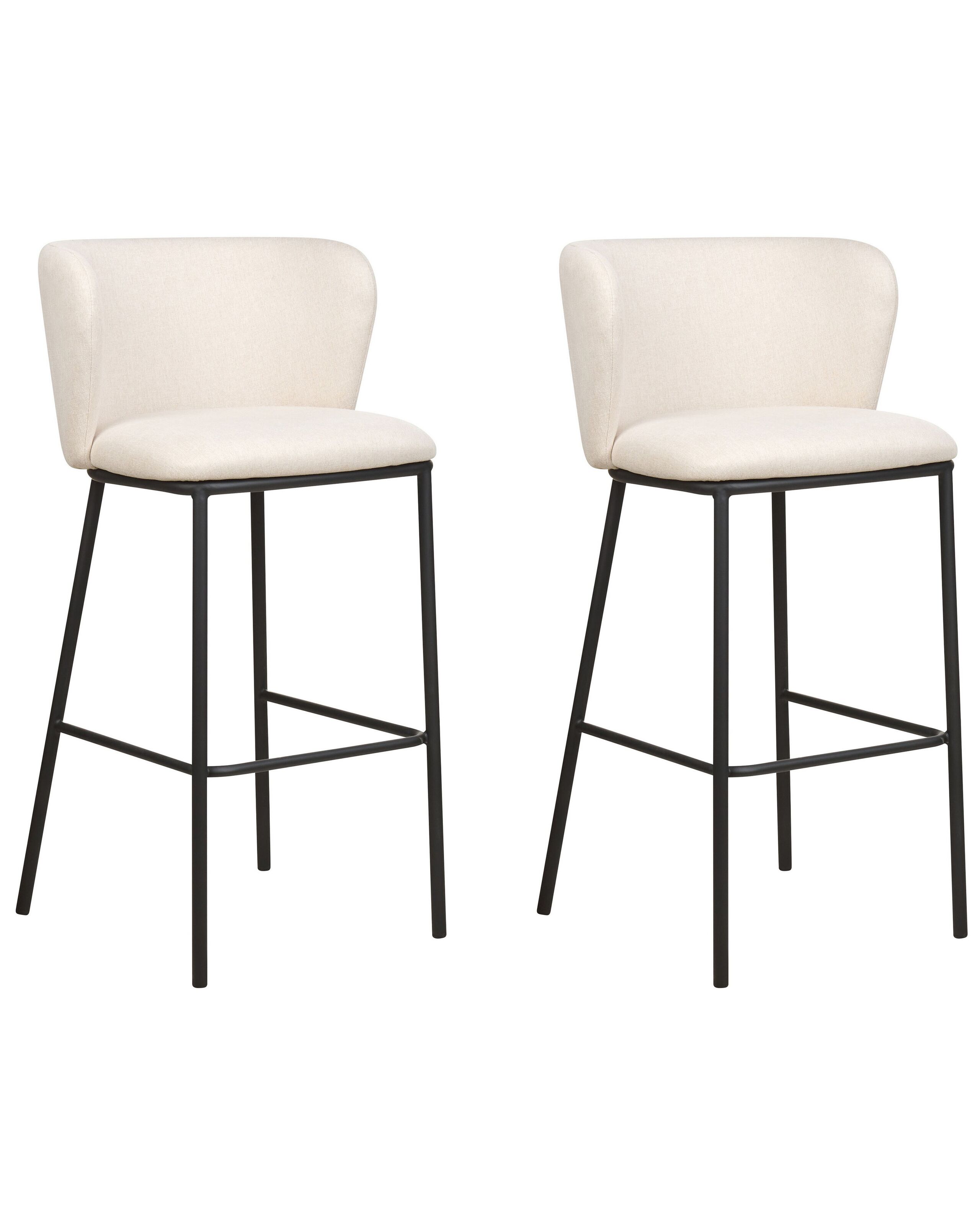 Set of 2 Fabric Bar Chairs Off-White MINA - Gemini Interiors