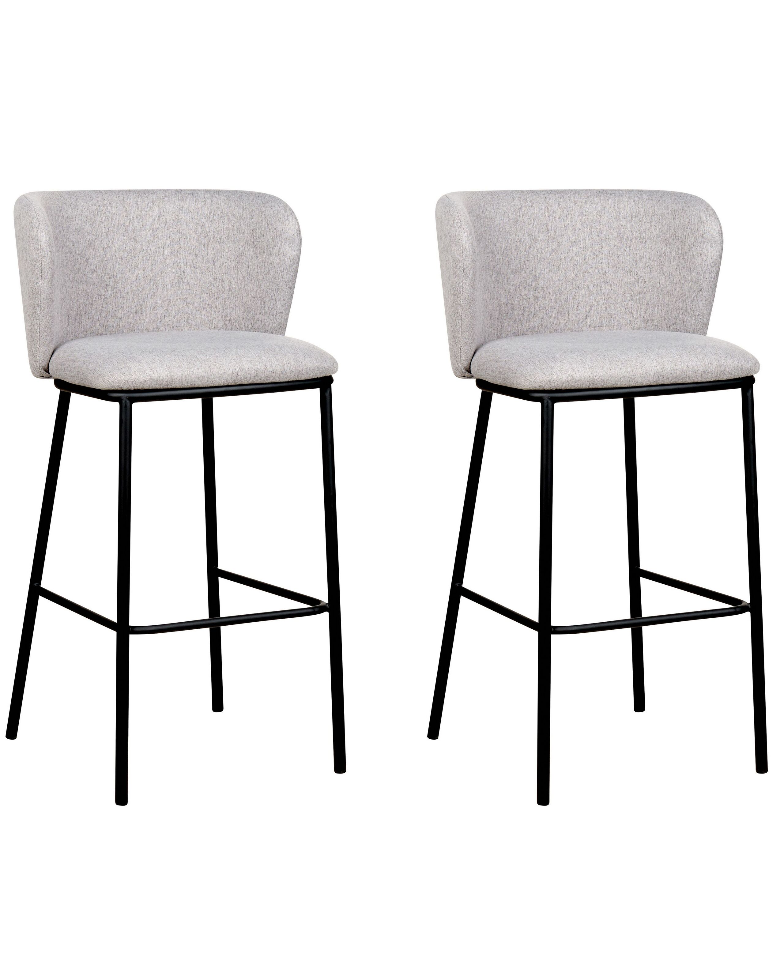 Set of 2 Fabric Bar Chairs Grey MINA - Gemini Interiors