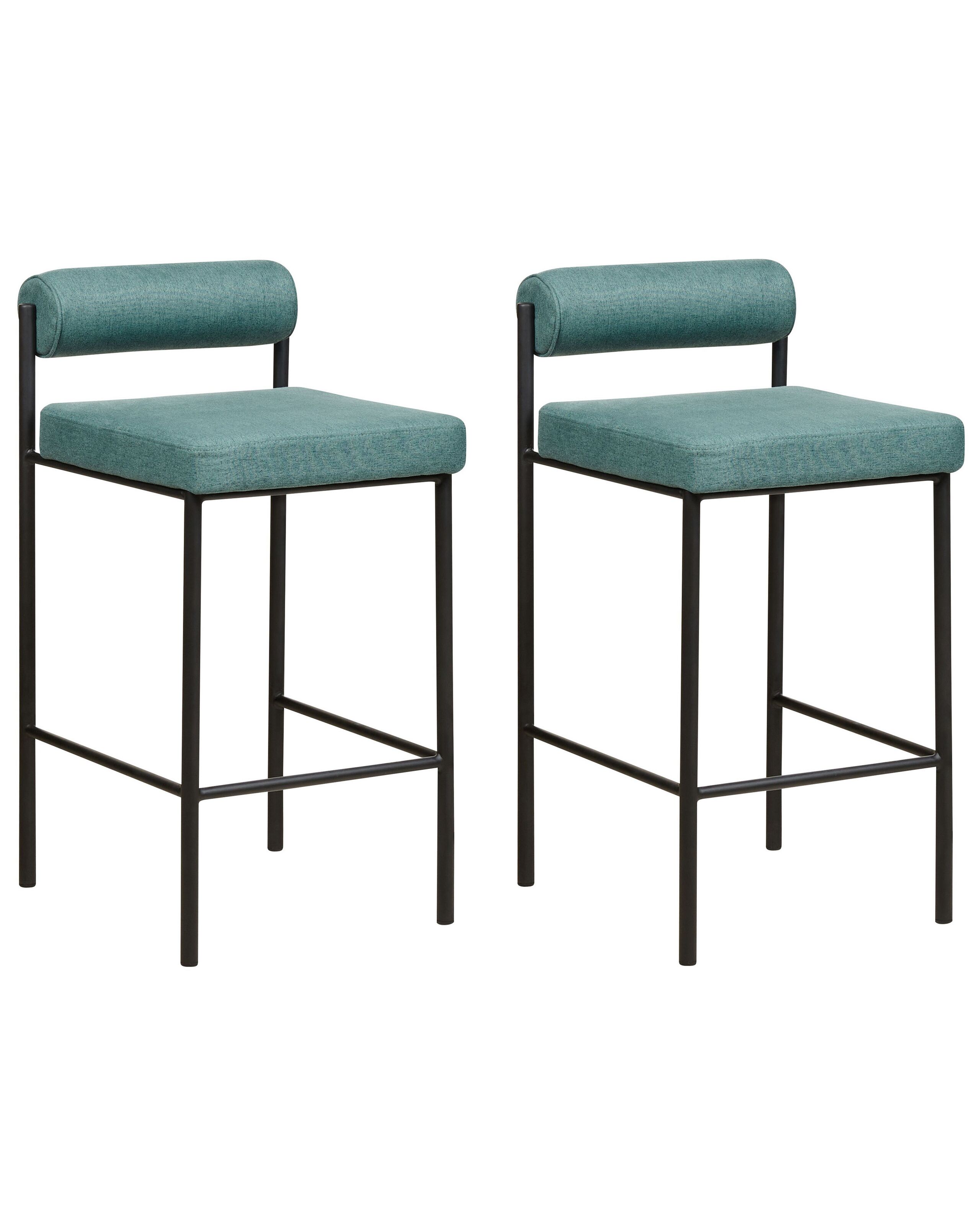 Set of 2 Fabric Bar Chairs Teal AMAYA - Gemini Interiors