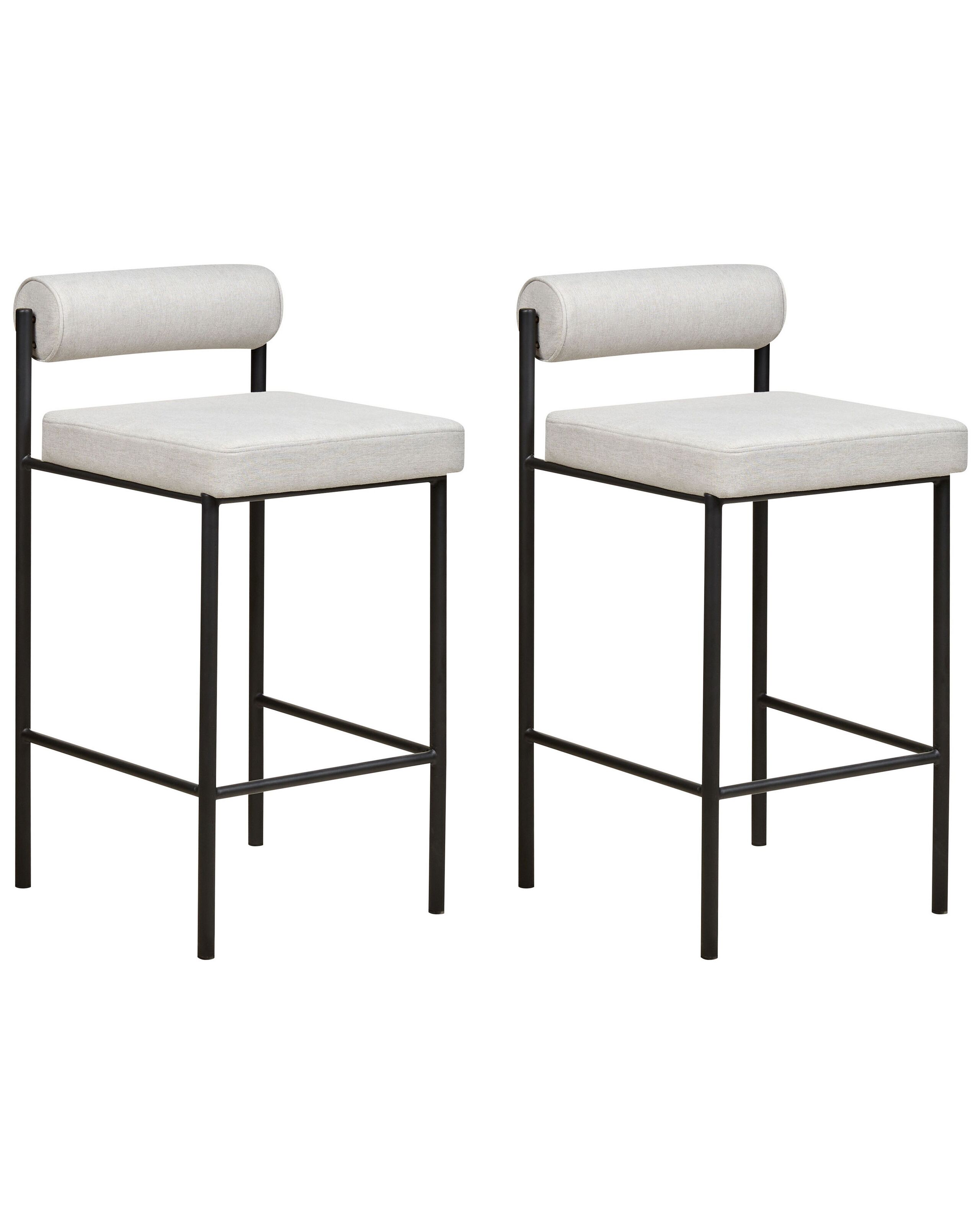Set of 2 Fabric Bar Chairs Light Grey AMAYA - Gemini Interiors