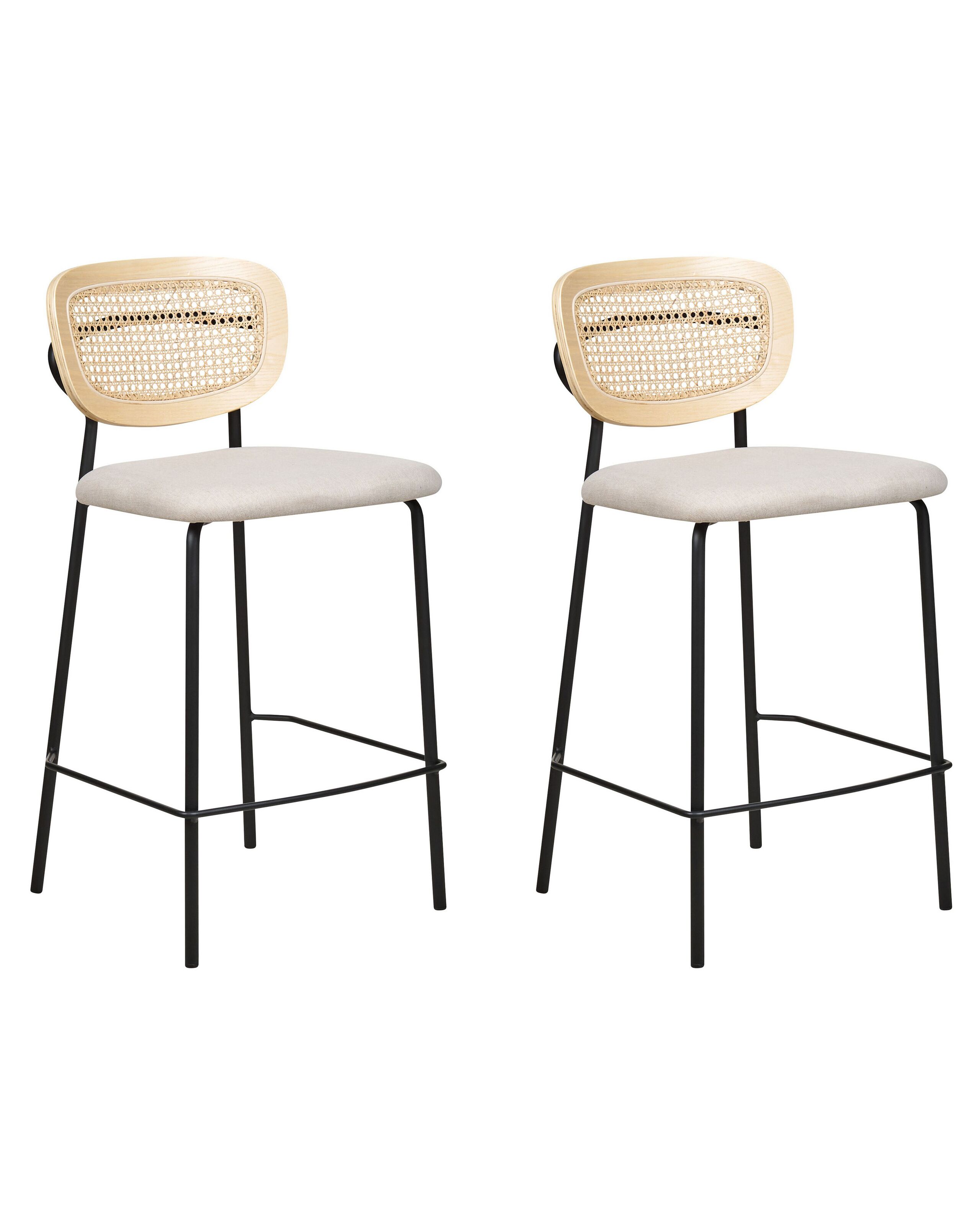 Set of 2 Fabric Bar Chairs Light Beige MAYETTA - Gemini Interiors