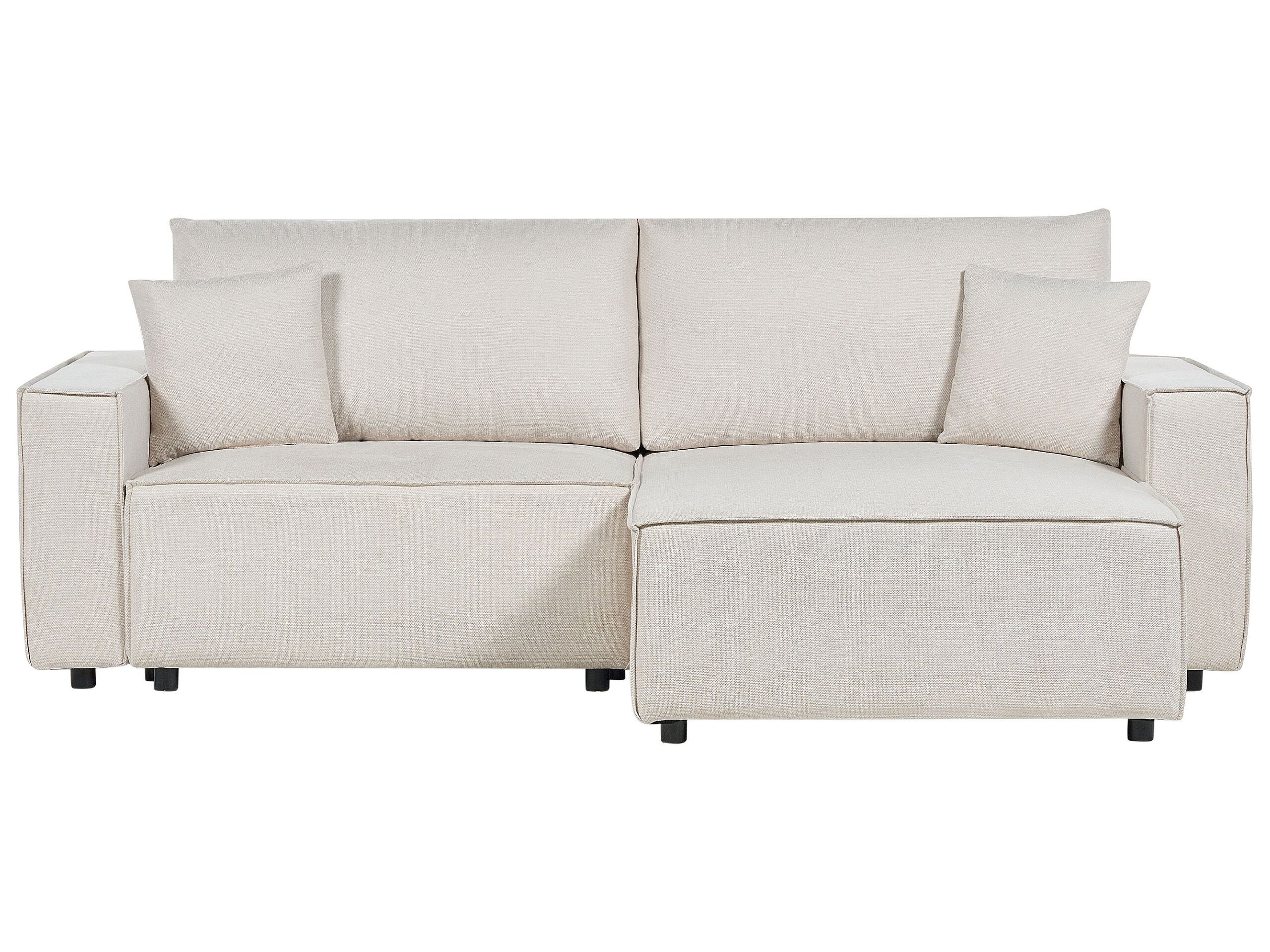 Left Hand Fabric Corner Sofa Bed with Storage Beige KARILA - Gemini Interiors