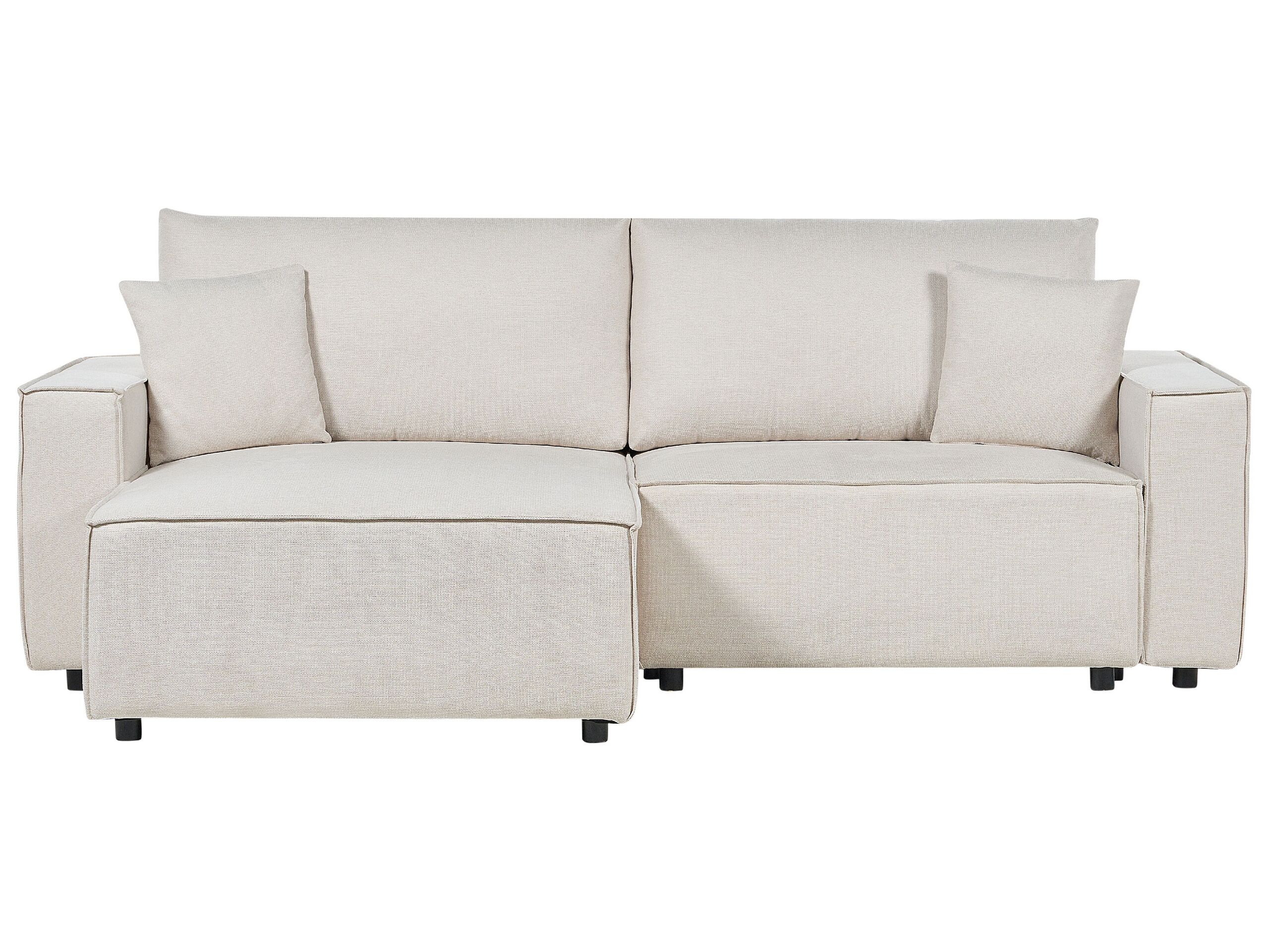 Right Hand Fabric Corner Sofa Bed with Storage Beige KARILA - Gemini Interiors