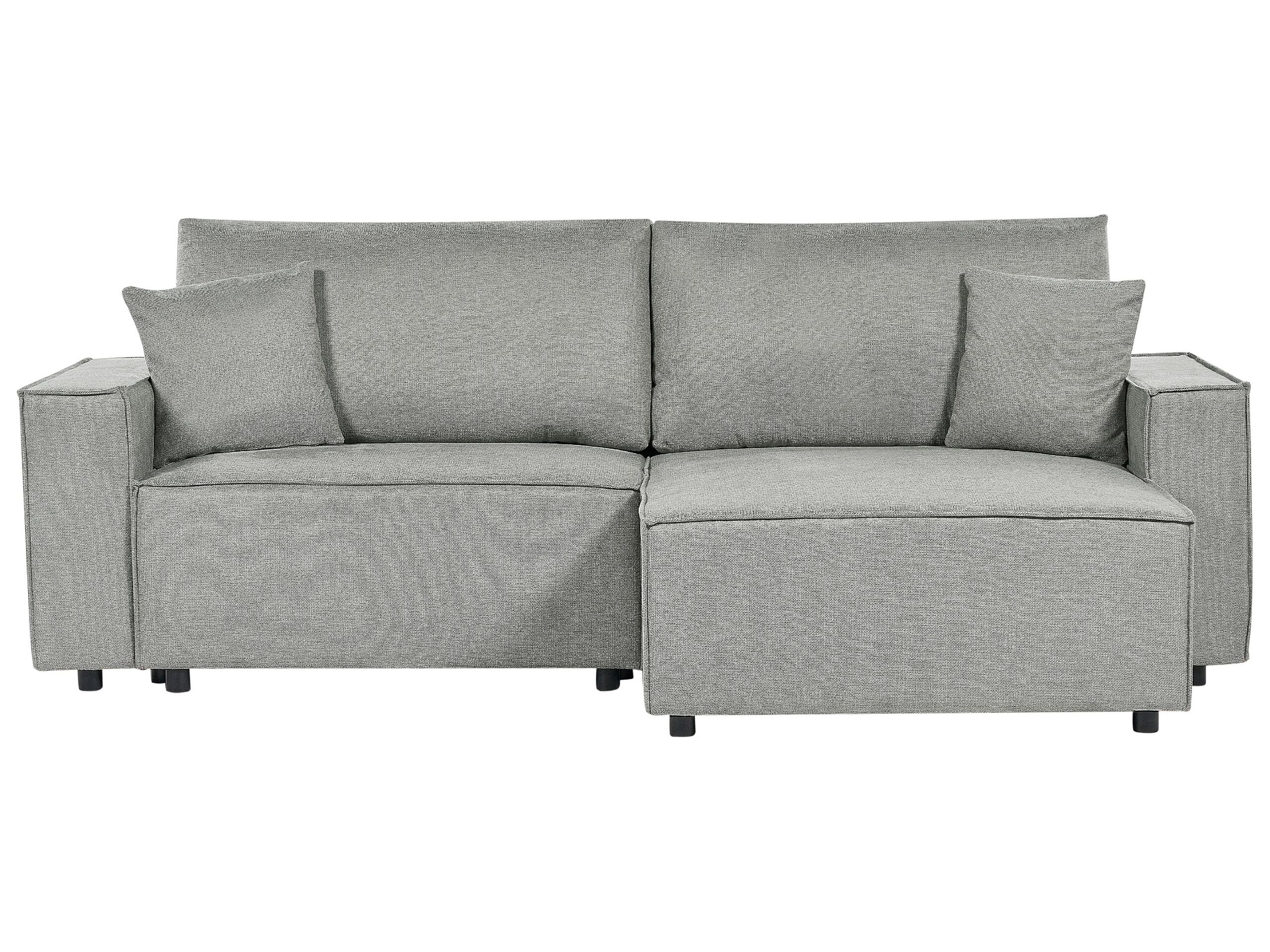 Left Hand Fabric Corner Sofa Bed with Storage Grey KARILA - Gemini Interiors