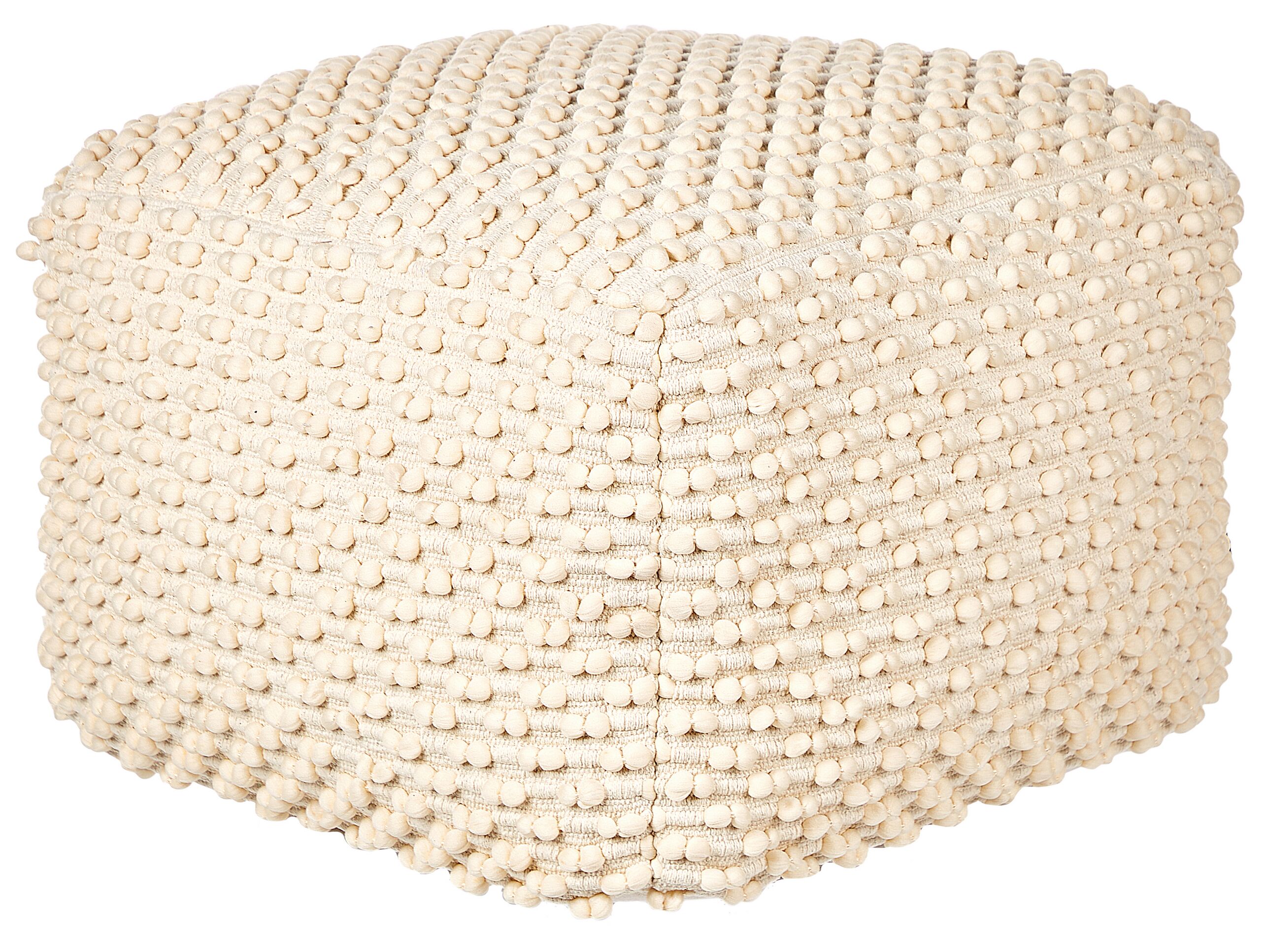 Cotton Pouffe Beige KINGRI - Gemini Interiors