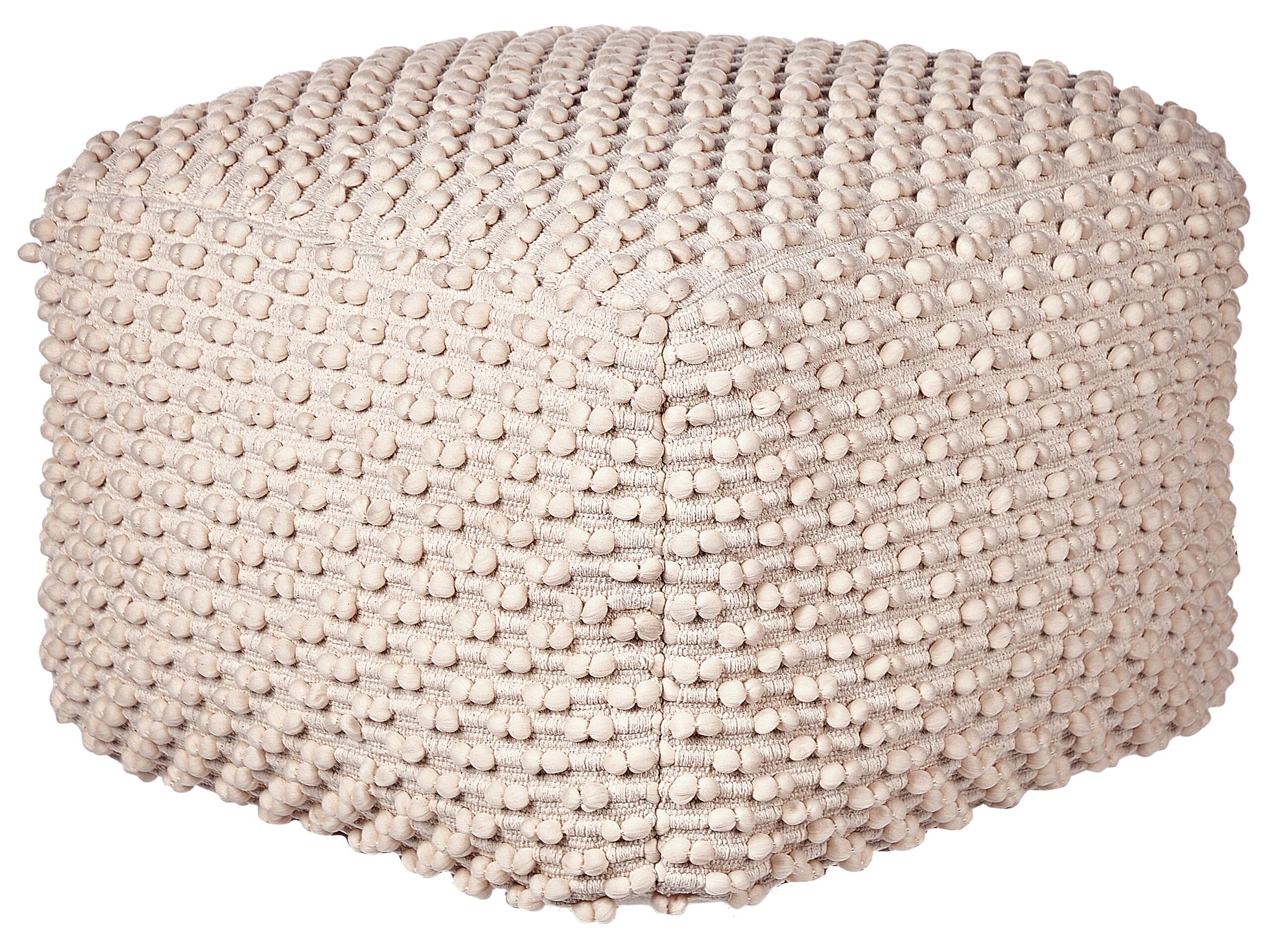 Cotton Pouffe Taupe KINGRI - Gemini Interiors