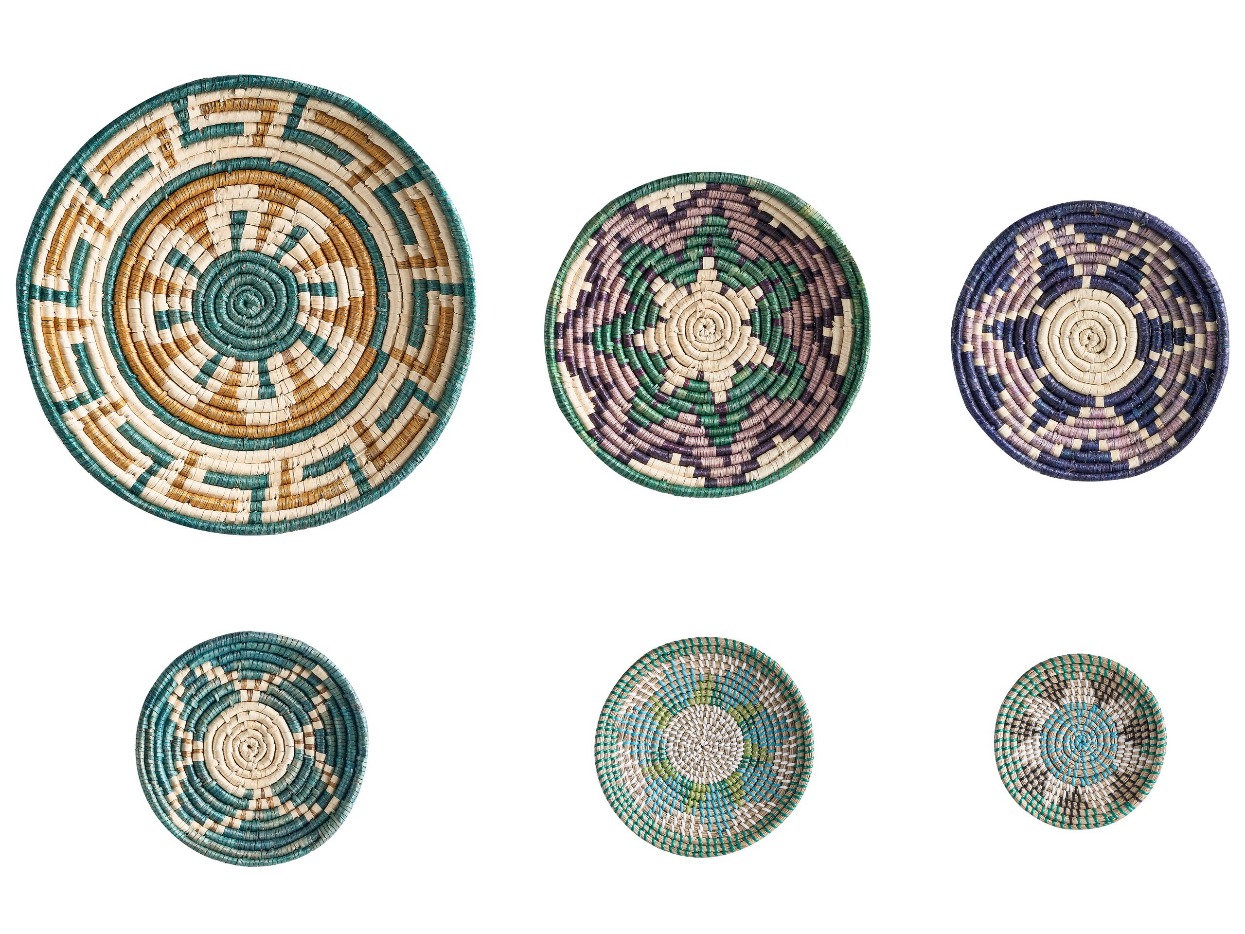 Set of 6 Seagrass Wall Decor Multicolour NAMDINH - Gemini Interiors