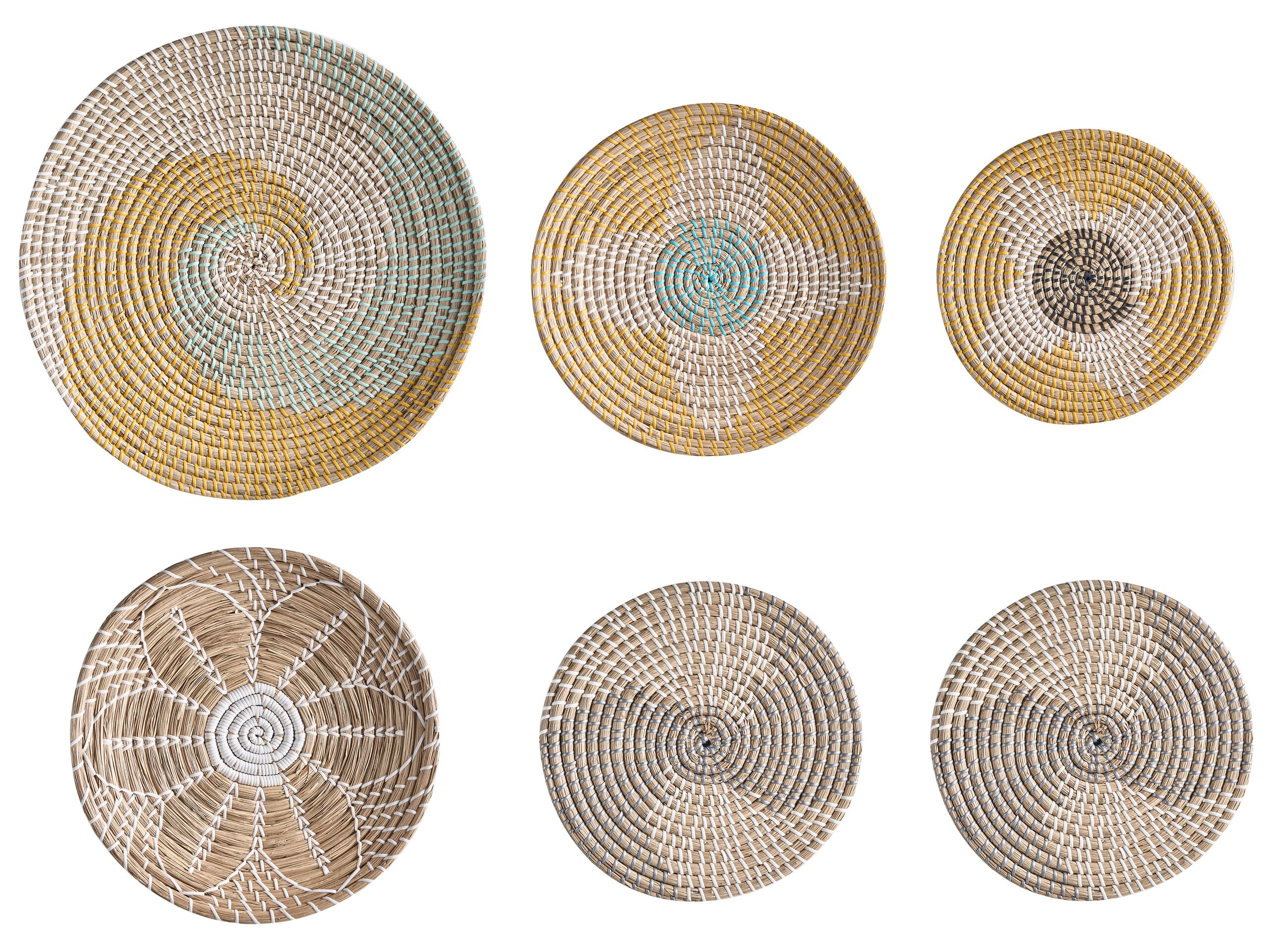 Set of 6 Seagrass Wall Decor Multicolour BACNINH - Gemini Interiors