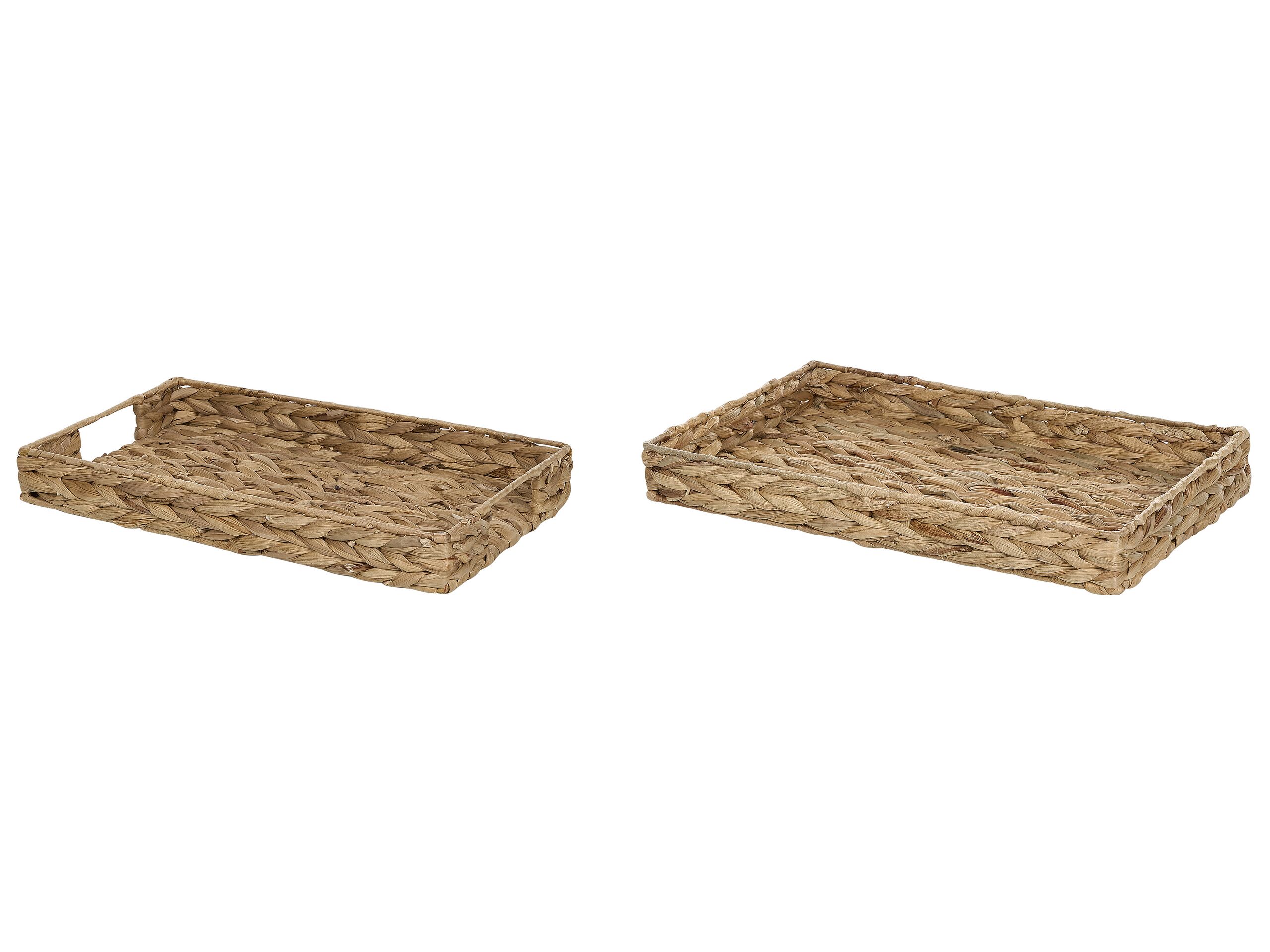 Set of 2 Water Hyacinth Decorative Trays Light - Gemini Interiors