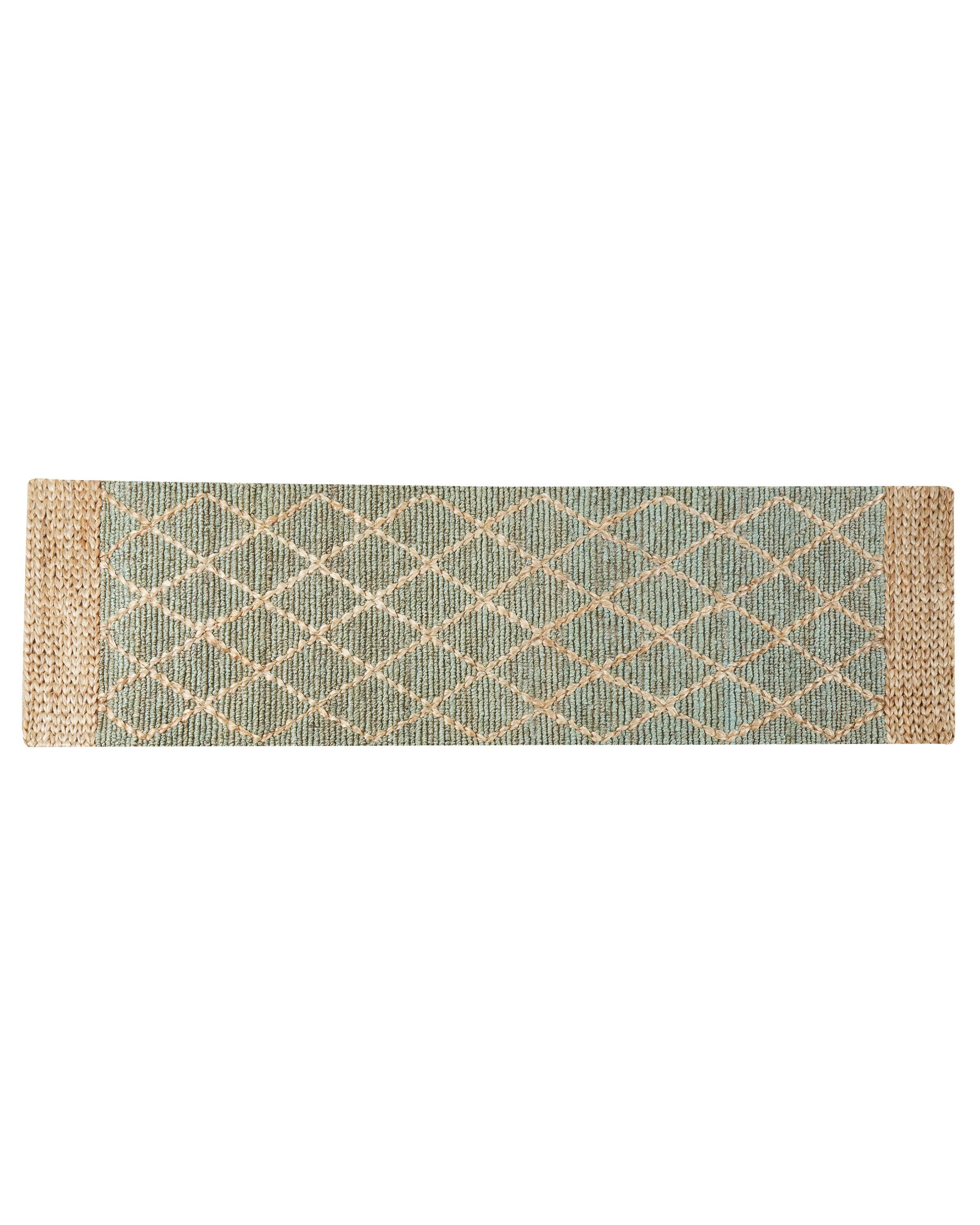 Jute Runner Rug 80x300cm Green and Beige - Gemini Interiors
