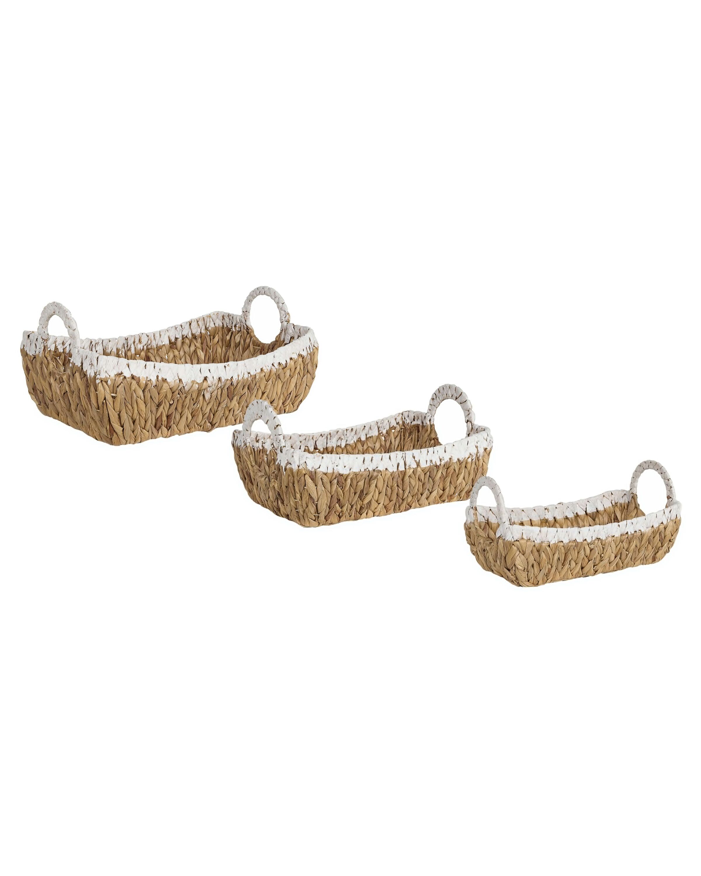 Set of 3 Water Hyacinth Baskets Light - Gemini Interiors
