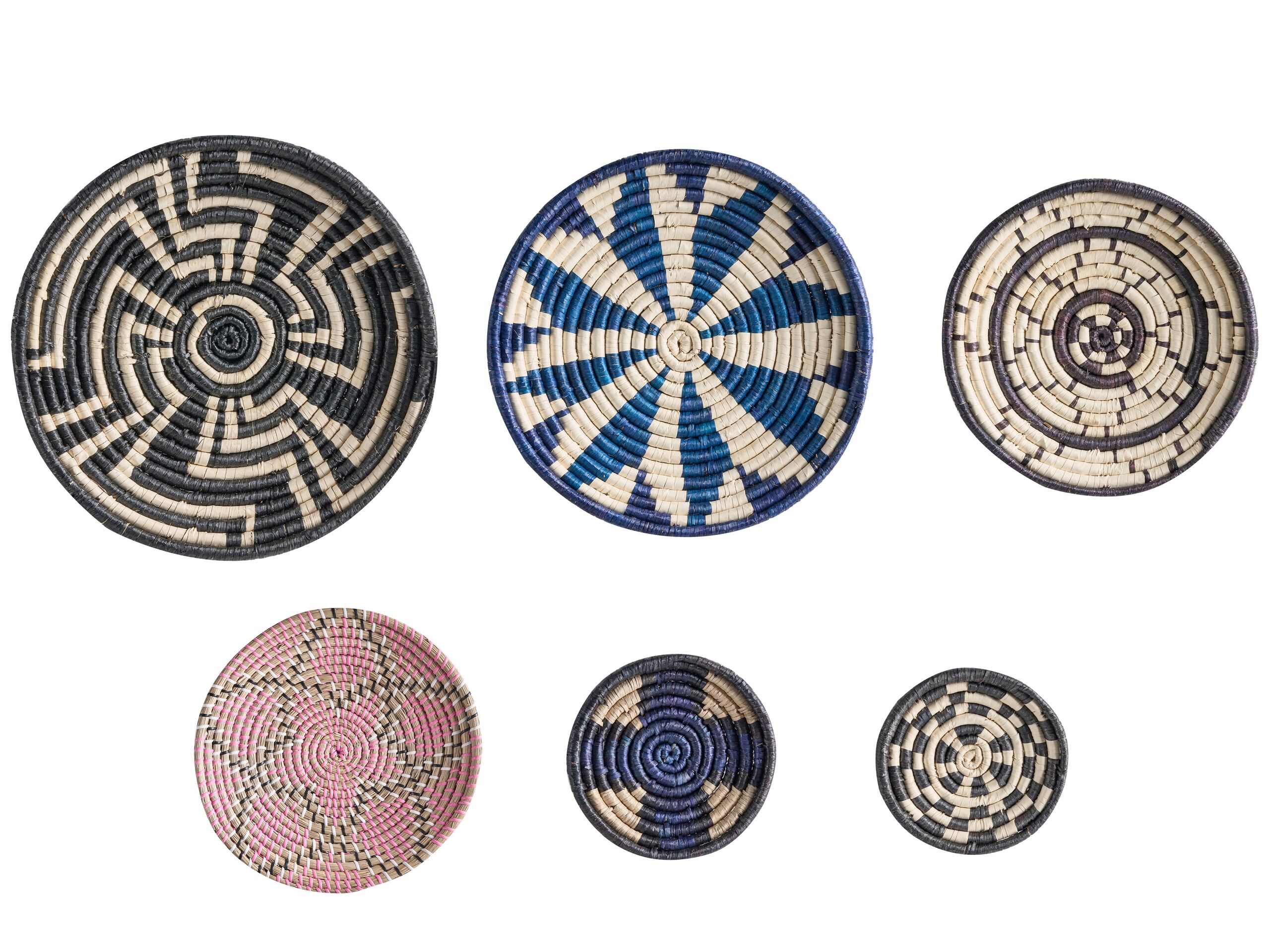 Set of 6 Seagrass Wall Decor Multicolour HOABINH - Gemini Interiors