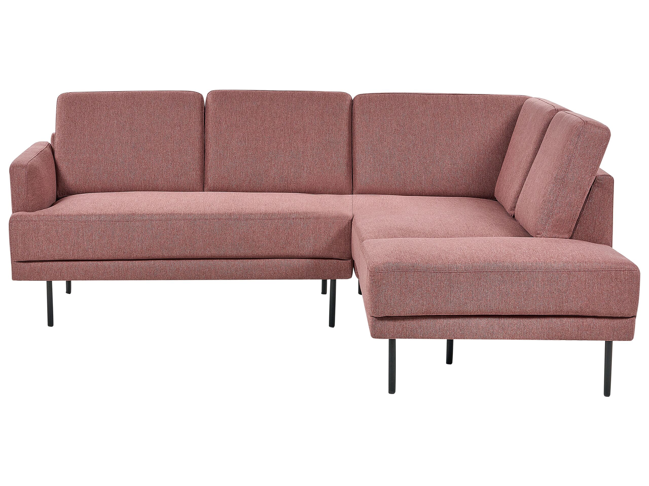Left Hand 4 Seater Fabric Corner Sofa Pink Brown BREDA - Gemini Interiors