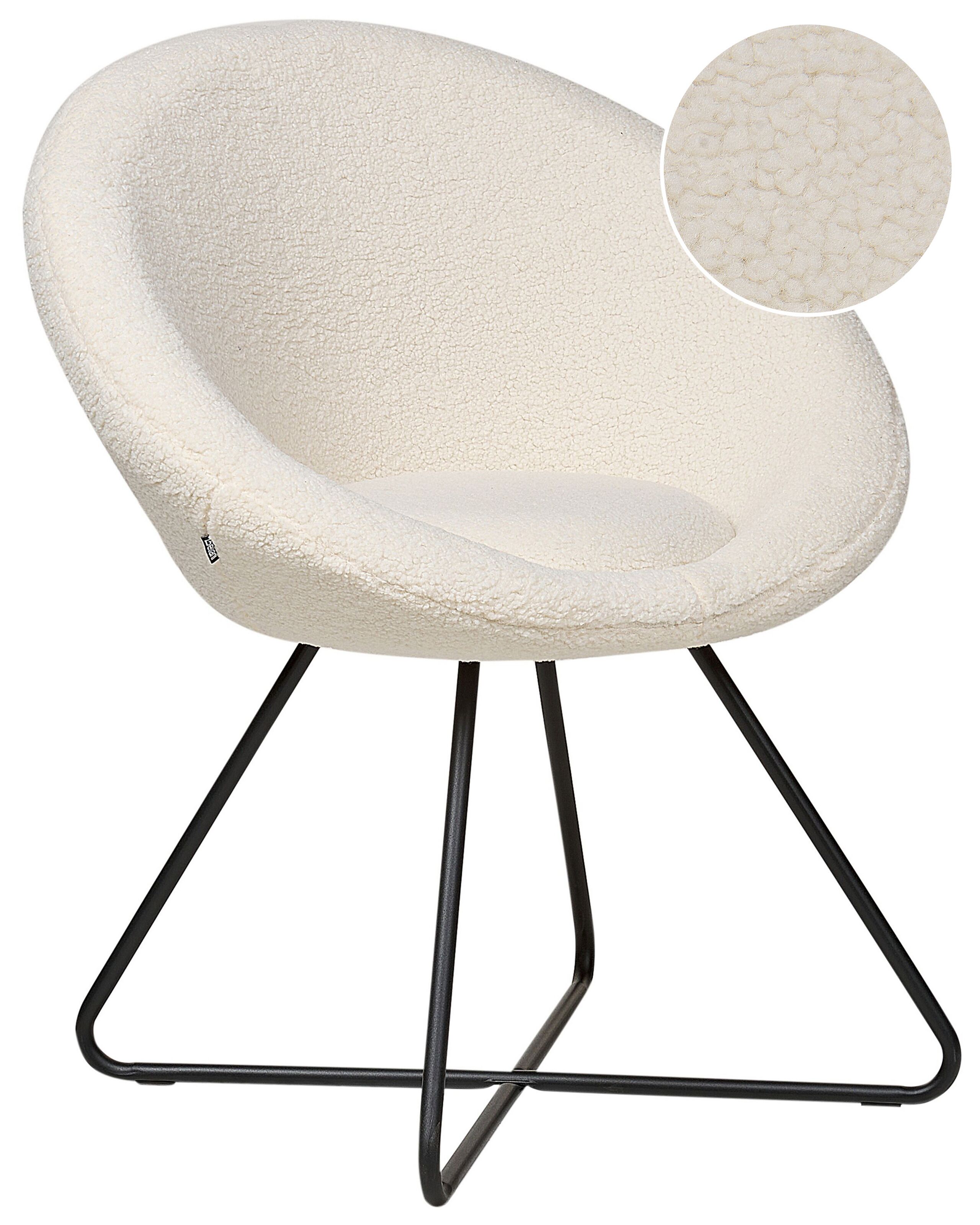 Boucle Accent Chair Off-White FLOBY II - Gemini Interiors