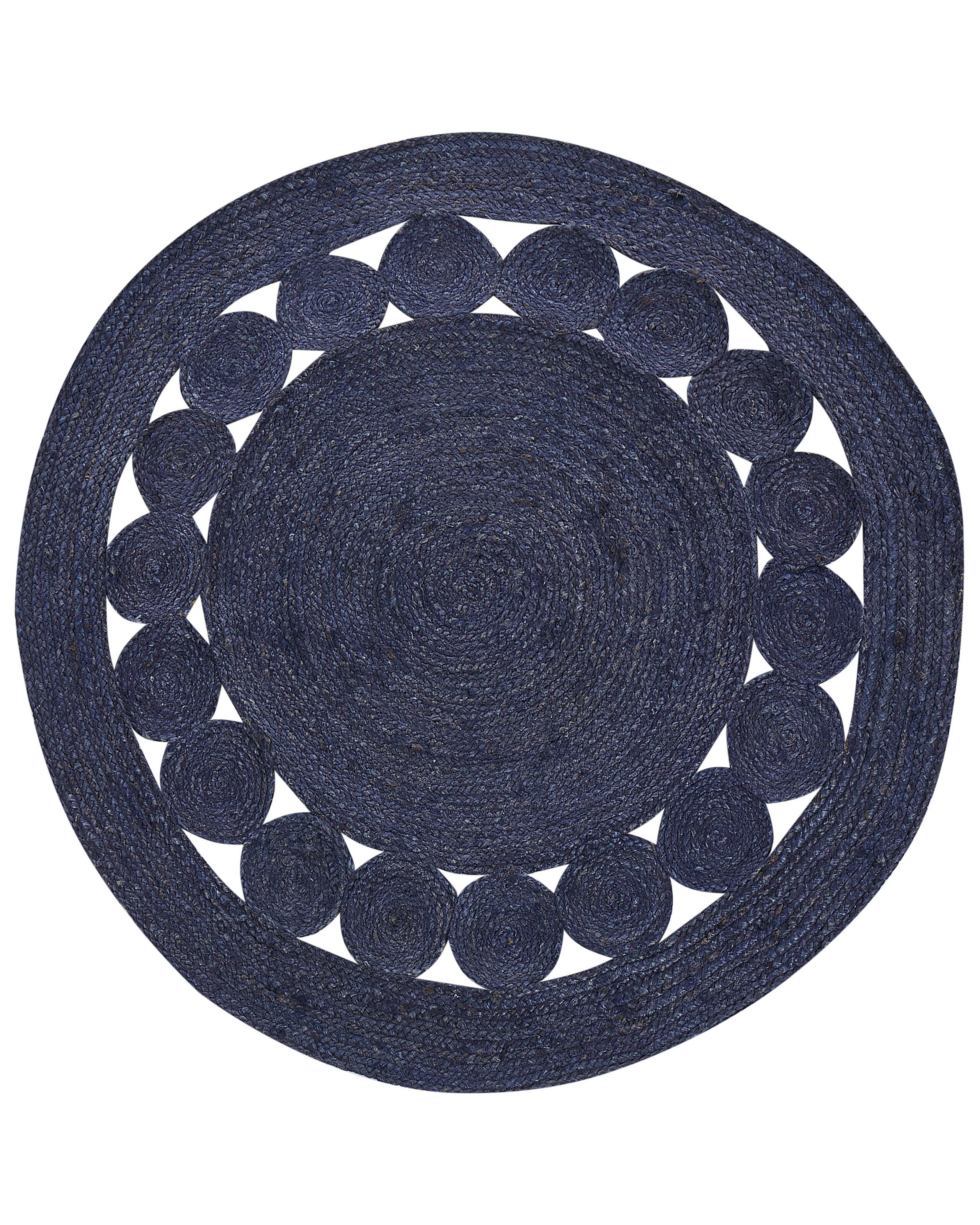 Round Jute Area Rug 120cm Dark Blue - Gemini Interiors