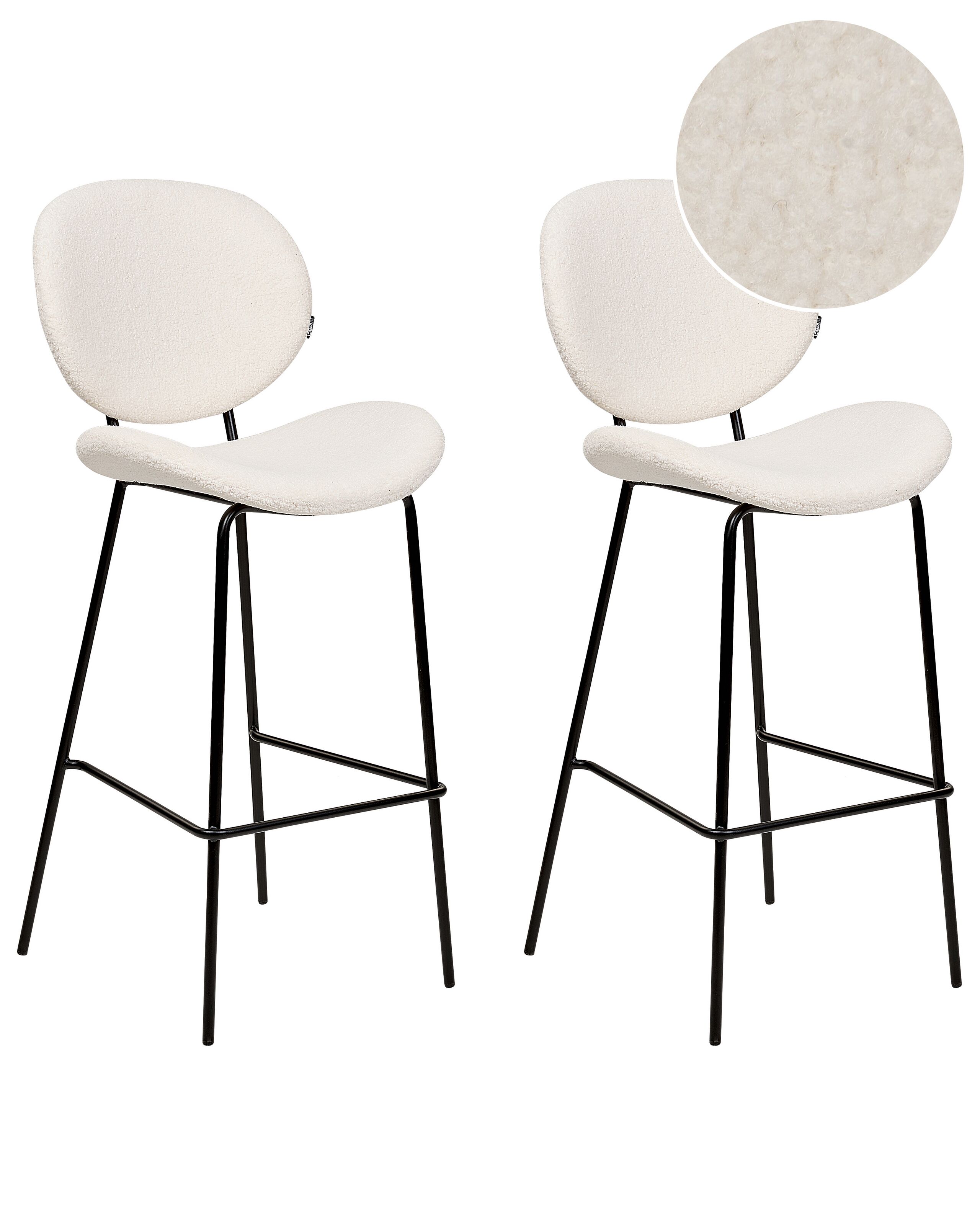 Set of 2 Boucle Bar Chairs White LUANA - Gemini Interiors