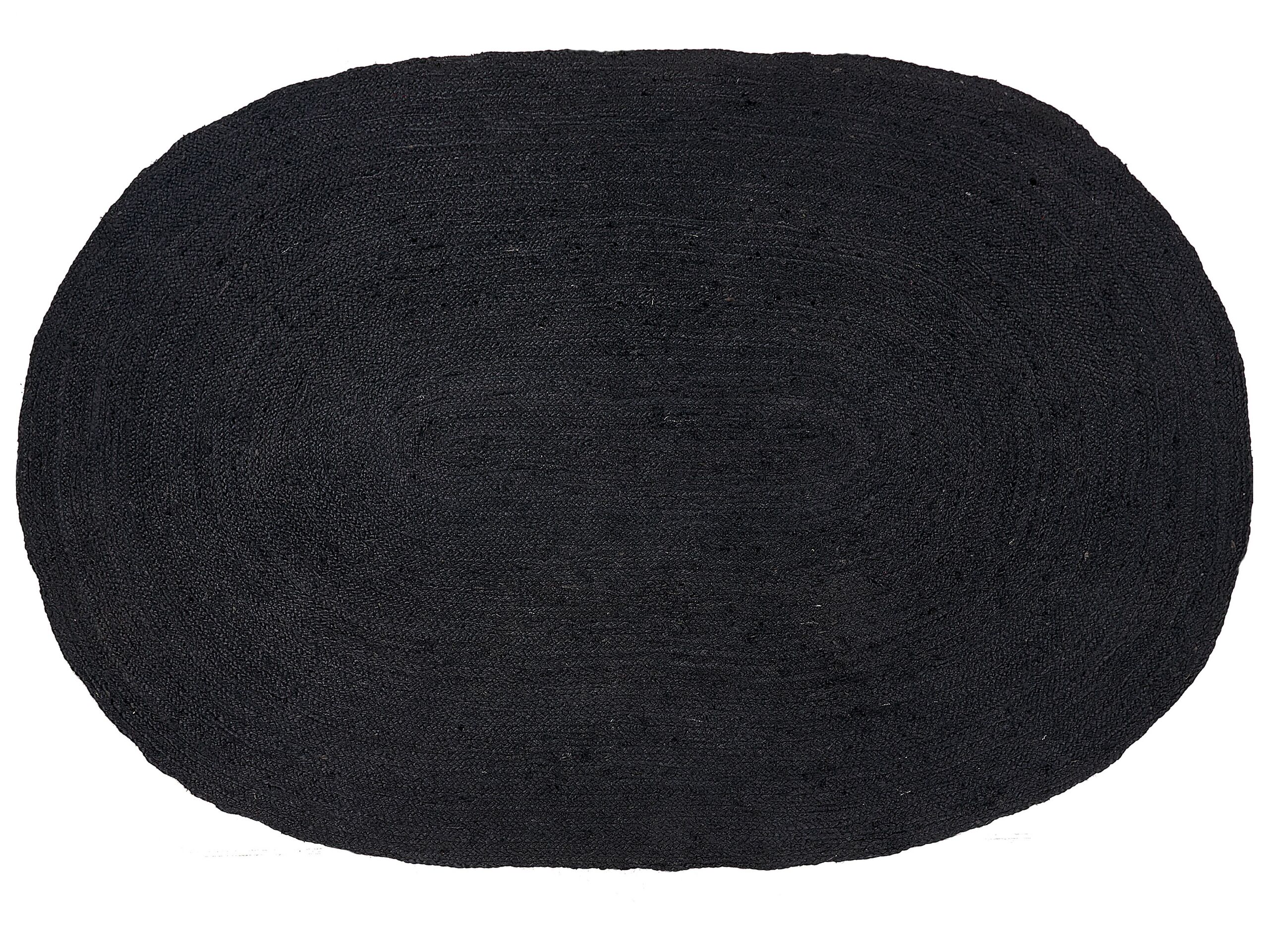 Oval Jute Area Rug 160x230cm Black - Gemini Interiors