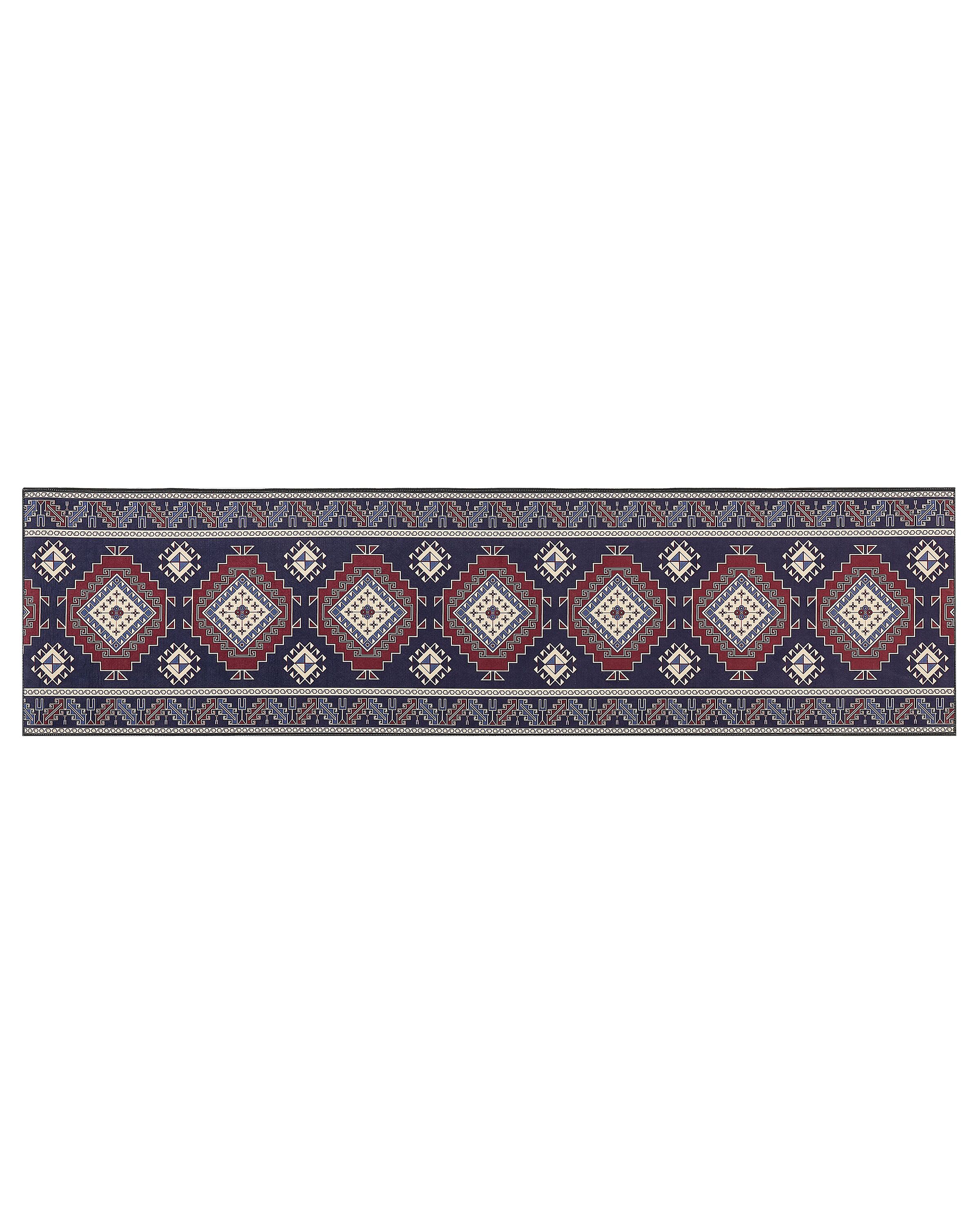 Runner Rug 80x300cm Blue and Red - Gemini Interiors