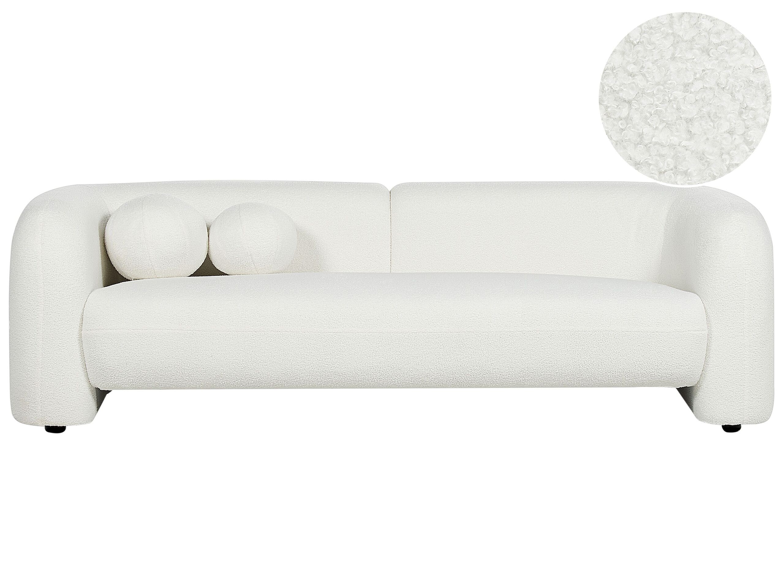 3 Seater Boucle Sofa White LEIREN - Gemini Interiors